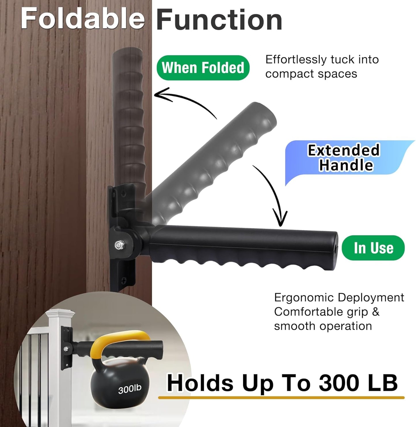 Safety Extended Doorway Flip Assist Handle Grip for Elderly with Reflective & Luminous Stickers Non-Slip Flip Up Grab Bars for Walll/Stairs/Doorframe Folding Doorway Assist Handle for Seniors