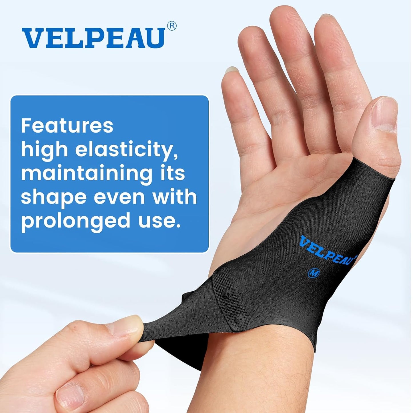 Velpeau Thumb Compression Sleeve for Tendonitis (Pack of 2), Seamless Technology, Gloves Wraps for Arthritis Pain Relief for Women & Men, Splint Liner, Fits Both Hands (Black, Short Version, M)