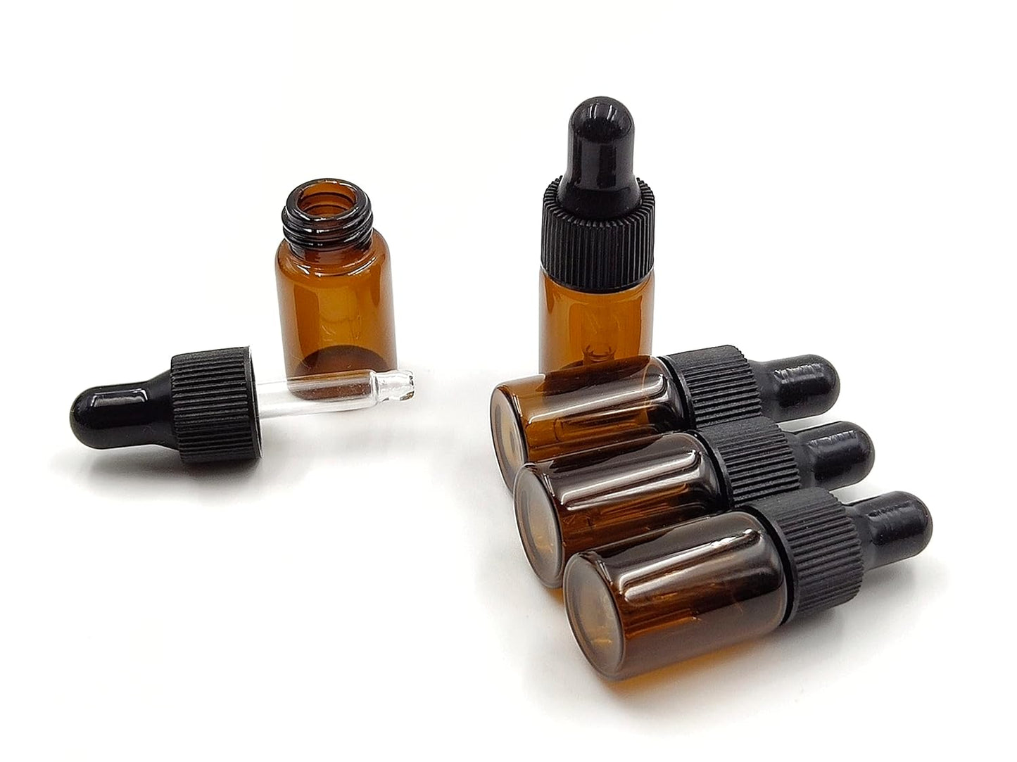 15Packs 3ml Tiny Amber Glass Mini Dropper Bottles for Essential Oils, Cosmetics, and Liquid Small Empty Travel Sample Vials with Dropper and Black Caps