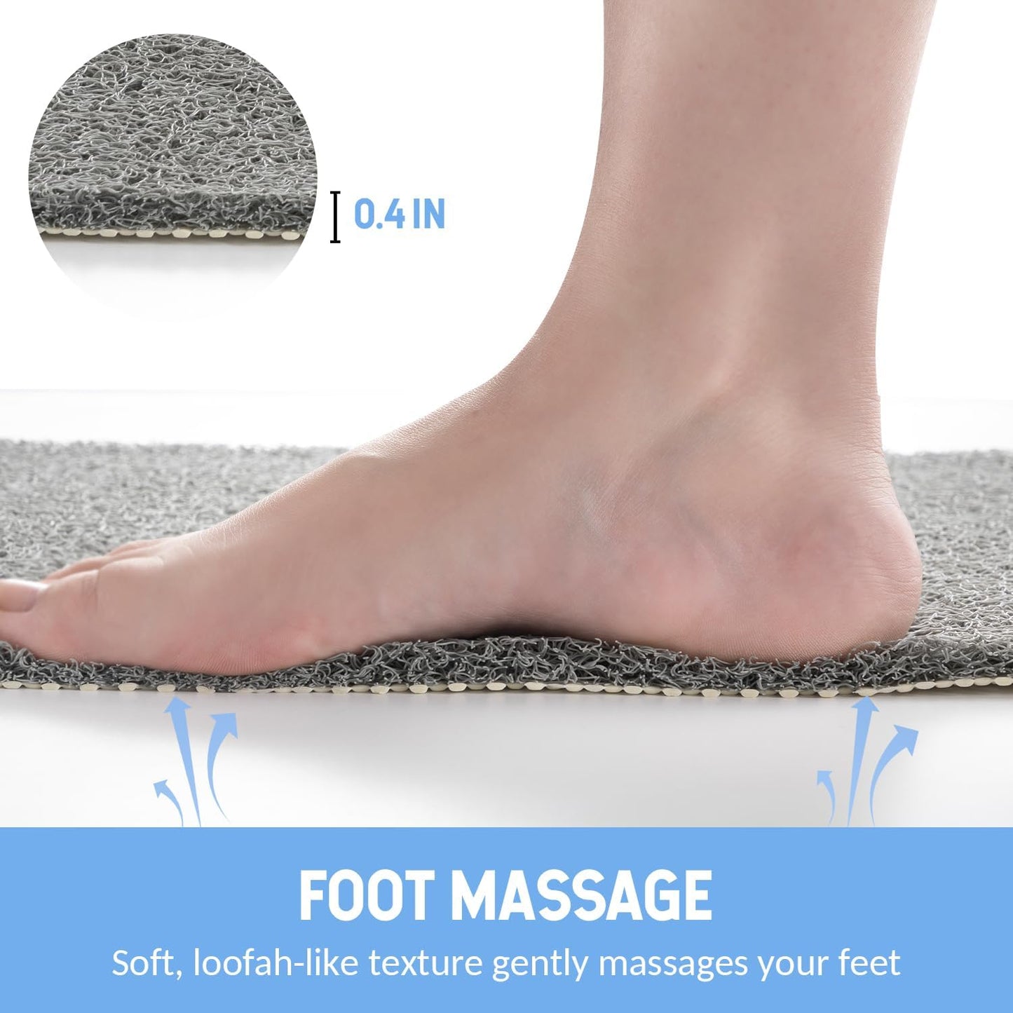 Non-Slip Bathtub Mat, 2 Pack Anti Slip Shower Mat, Fast Drying Bathtub Mats, Foot Scrubber Mat, Anti Slip Mat for Tub, Floor, Bathroom, Kitchen, Home, Hotel (Grey 24"×16"+24"×16")