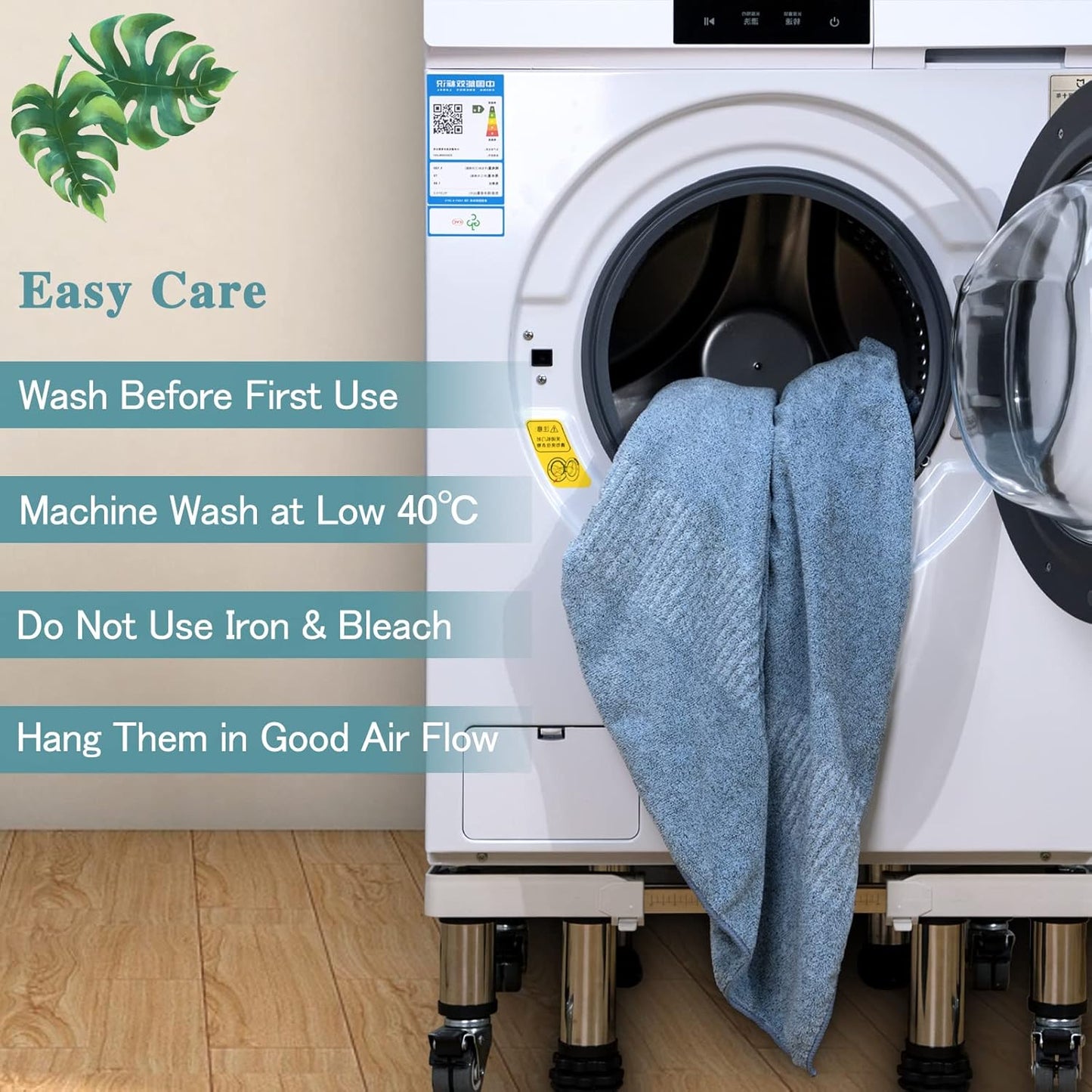 SEISSO Bath Towels,Extra Absorbent & Quick Drying Towels for Bathroom,Fibre Large Bath Towel,Super Soft Multipurpose Use for Fitness,Spa,Sports Towels,Yoga Towel (Light Blue, 2 Piece Bath Sheet)