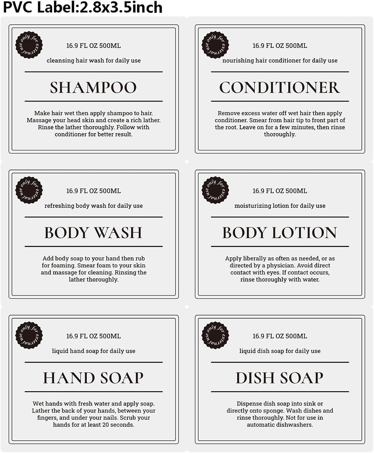 Empty Plastic Bottles with Pump Dispenser and Labels Included, Refillable Travel Containers for Hand sanitizer Shampoo Lotion, etc - BPA/Paraben Free, 500ml/16.9oz (Amber, 3 Pack)