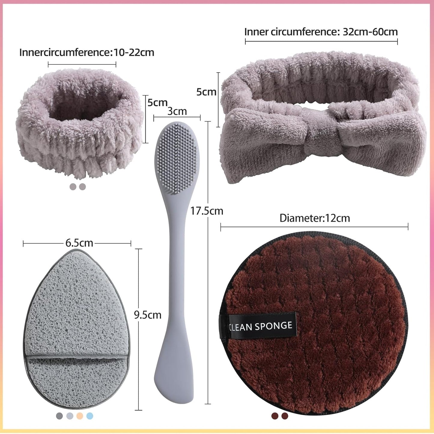 JPNK Face Sponges Cleansing Exfoliating Facial Sponges for Facial Mask Tools Removing and Makeup Remover Pads Set (Brown)