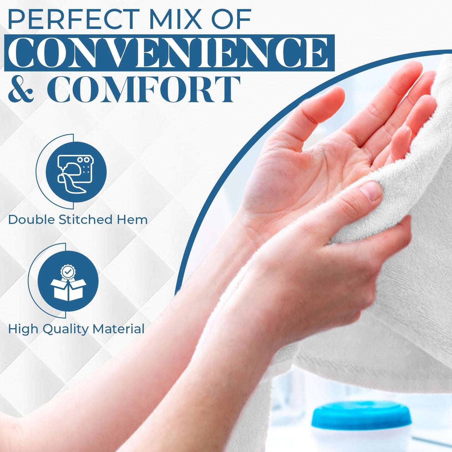 DAN RIVER 6-Pack Premium Hand Towels (16x28 Inches) - 100% Cotton, Ultra Soft, Lightweight, Highly Absorbent Towels for Bathroom, Spa, Gym, Salon, Hotel, and Travel - 550 GSM – White