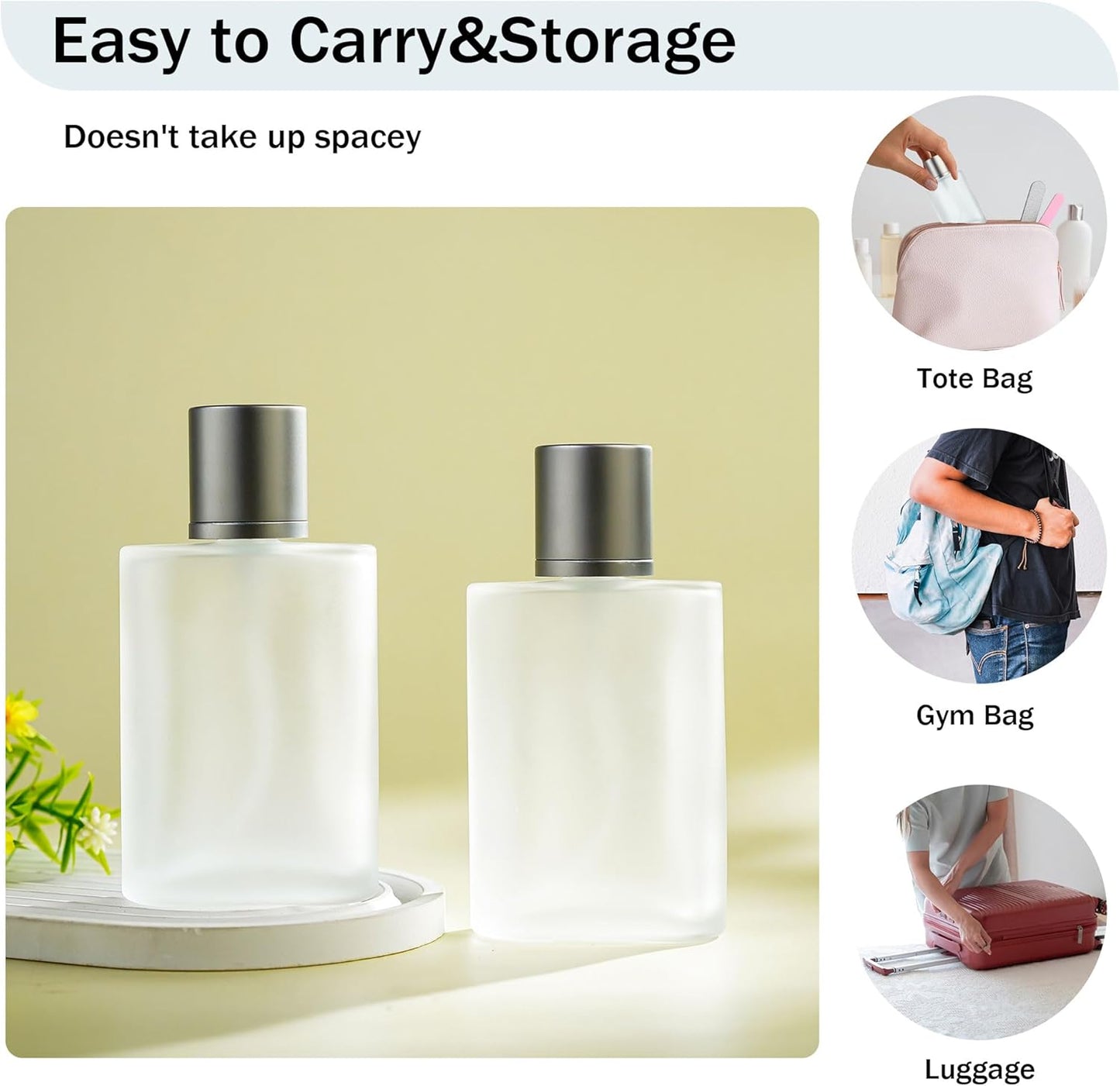 YU FENG Glass Perfume Bottles Empty Refillable Atomizer 2 Pack 100ml/3.4oz（Cylinder）