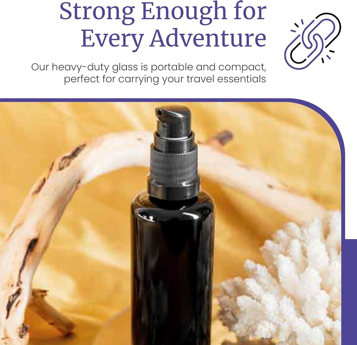 Infinity Jars 50 Ml (1.7 fl oz) Refillable Ultraviolet Black Glass Pump Bottles Leak-Proof Travel Containers for Toner, Sanitizer, Beard Oil, Hair Serum, Essential Oils 3-Pack