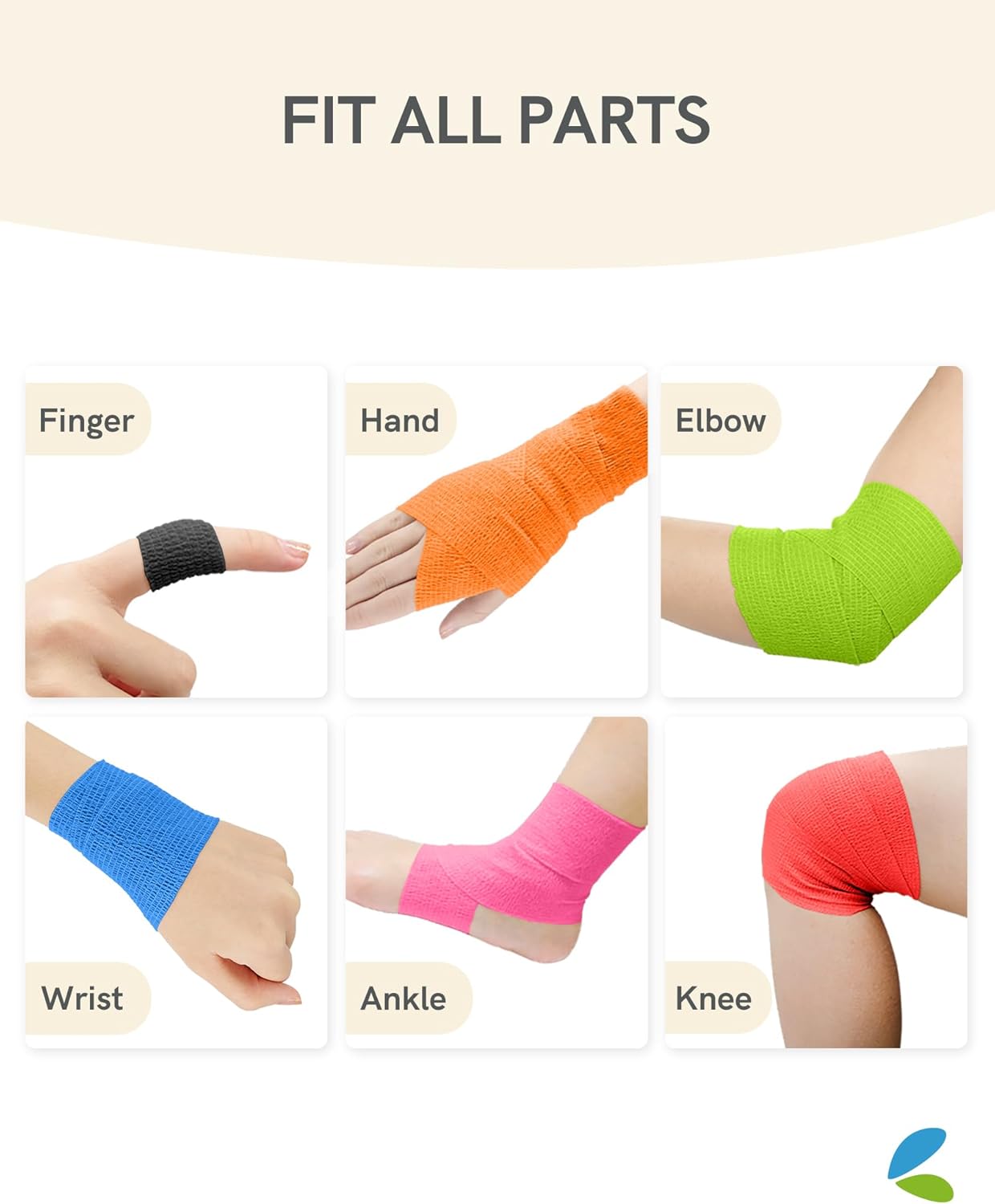 FriCARE Self Adhesive Bandage Wrap, Medical Tape in First Aid Kit, Cohesive Bandages for Wounds Sport Vet, 2 Inches X 5 Yards 6 Rolls, Orange