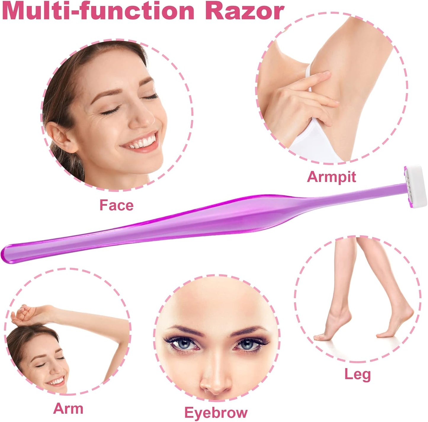 ANCIRS 24 Pack Eyebrow Trimmer Razors for Women Makeup, Facial T Shape Shaver Tool for Eye Brow, Stainless Steel Eyebrow Trimming Kit for Girls- Purple