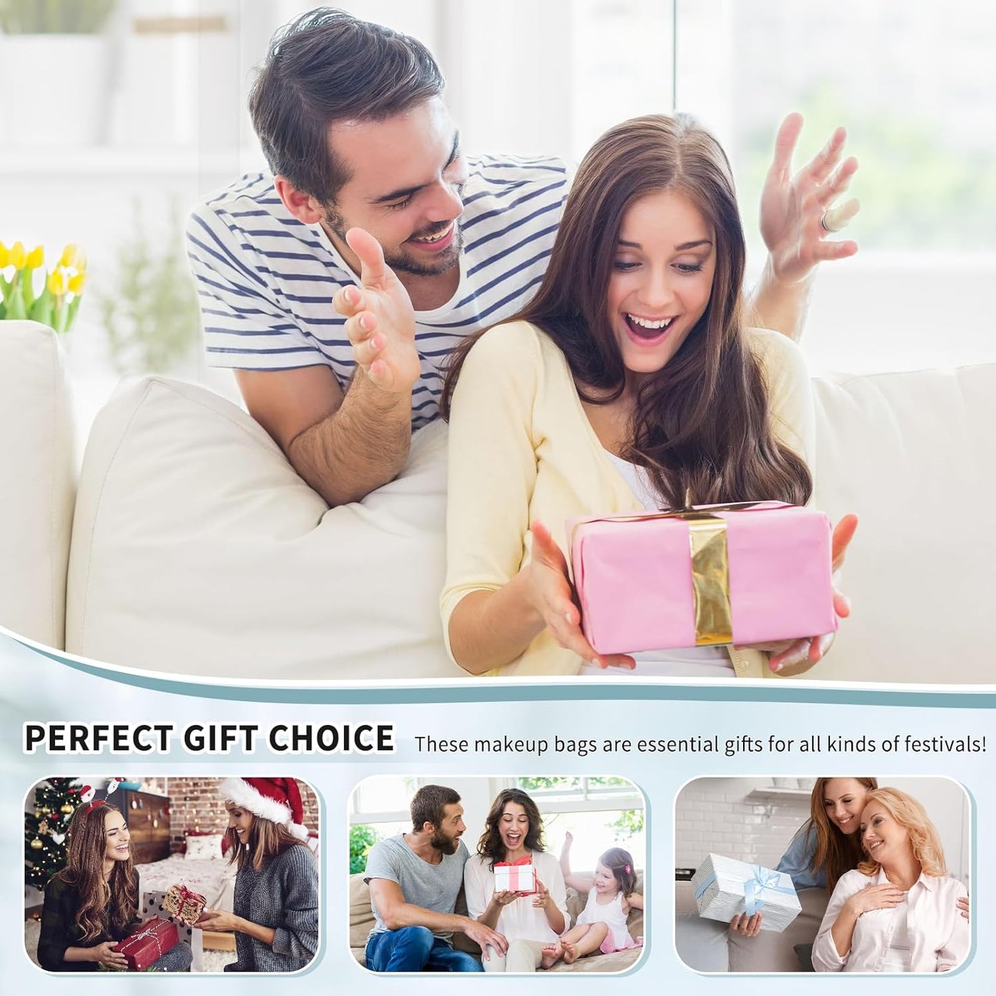 Cute Quilted Floral Makeup Bag(3Pcs)，Coquette Aesthetic Cosmetic Bag，Travel Toiletry Bags， Kawaii Aesthetic pouch for Women (4 - Little Blue Flower)