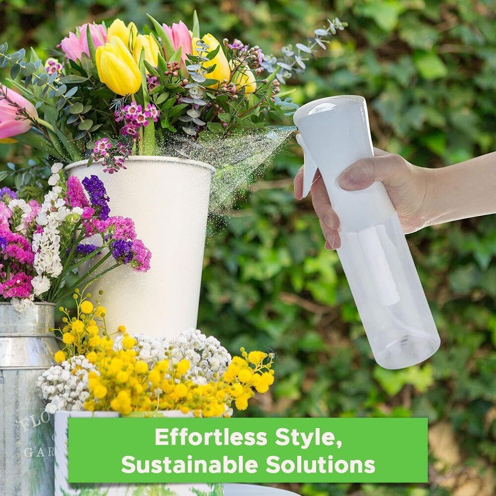 VIGOR PATH Continuous Spray Bottle with Ultra Fine Mist - Versatile Water Sprayer for Hair, Home Cleaning, Salons, Plants, Aromatherapy, and More - Empty Hair Spray Bottle (Clear - 10oz - 2pack)