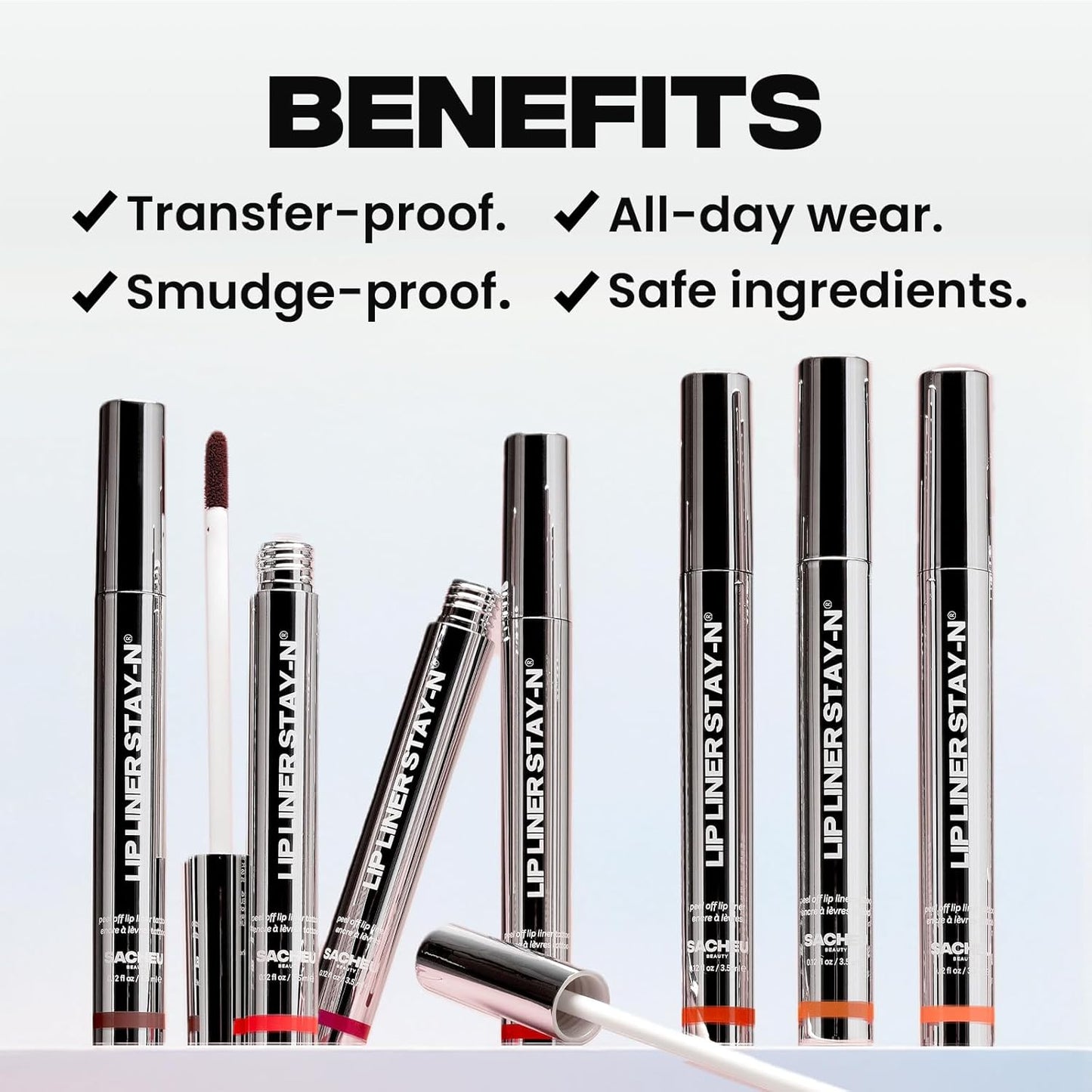 Sacheu Lip Liner STAY-N Peel Off Lip Stain — Long Lasting Matte Lip Tattoo Transfer Proof Lipstain Infused with Hyaluronic Acid & Vitamin E for All Skin Types — Vegan & Cruelty-Free, leftonRED