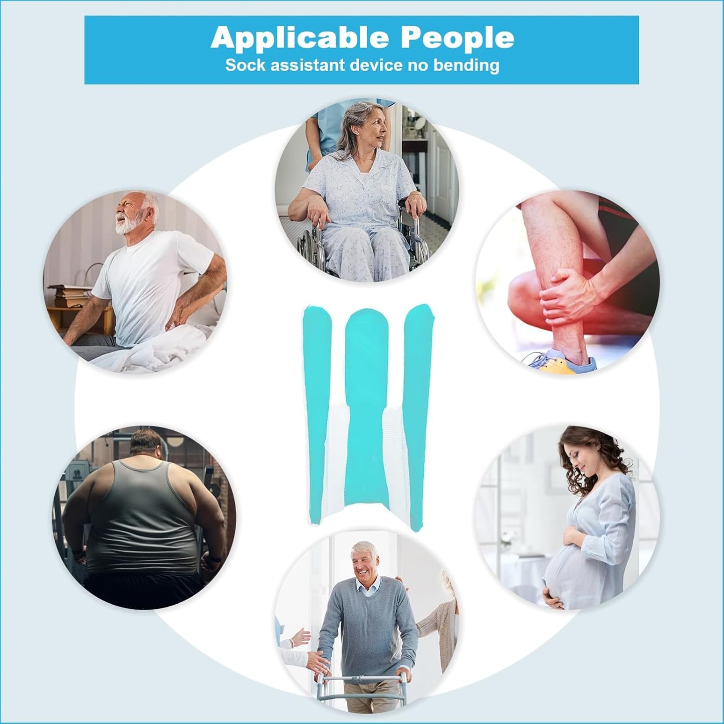 Sock Aid with Anti-Slip Handle - Sock Aid Device for Seniors, Sock Aids for Putting on and Off, Sock Helper Aide Tool for Disabled, Pregnant, Sock Slider, Sock Assistant Device No Bending