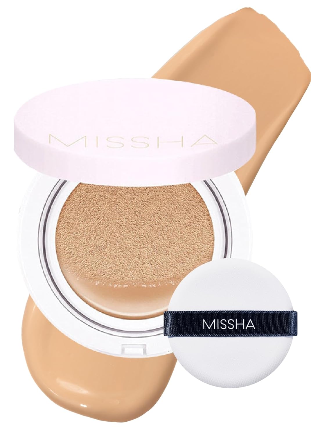 MISSHA Magic Cushion Foundation No.25 Warm beige for Light/Medium with Neutral Skin Tone, Flawless Coverage, Dewy Finish, Easy Application for All Skin Types