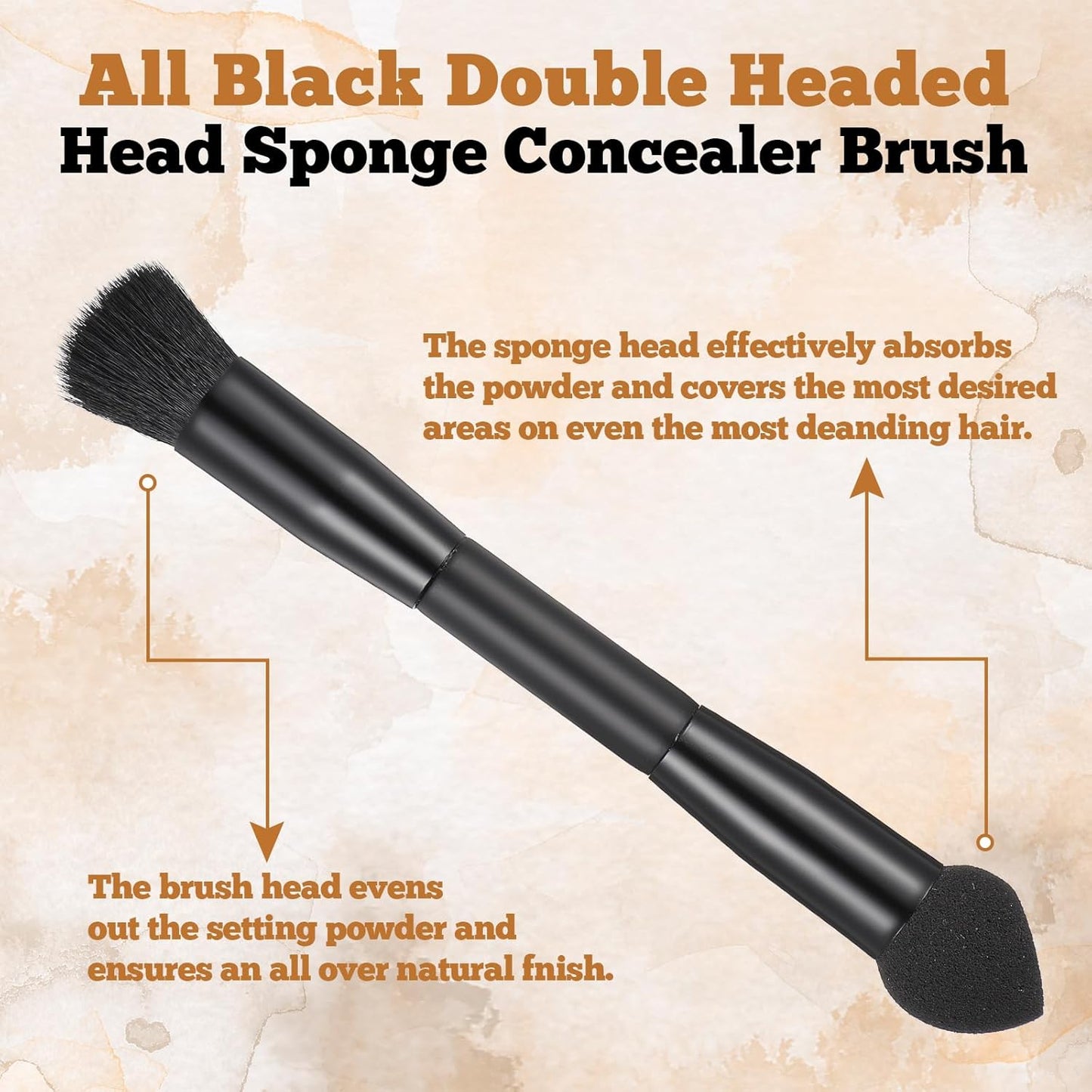 JIEYAO 2 Pcs Dual Ended Hairline Powder Brushes, Precision Makeup Brush Root Concealer Brush Set with Sponge Tip and Soft Bristles for Covering Hair Root Touch Up Contouring Blending