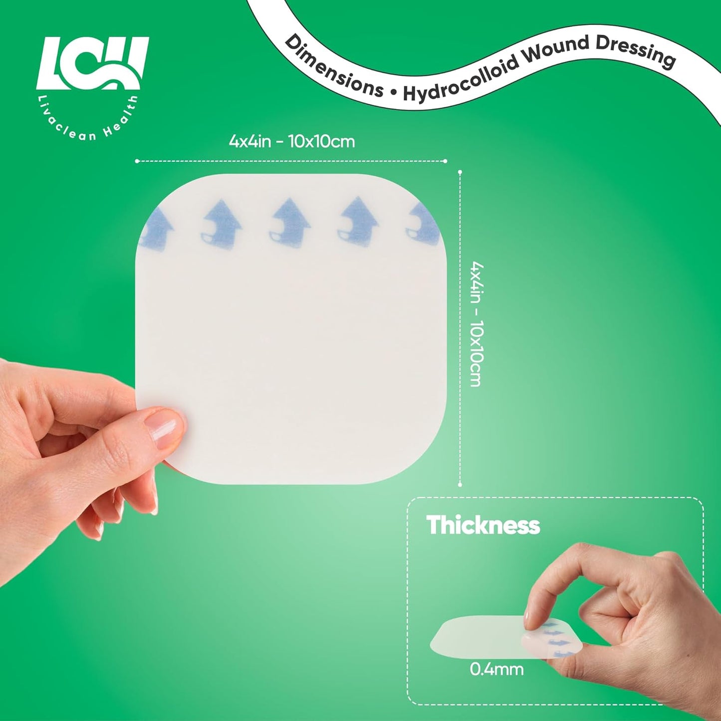 12 CT 4" x 4" Hydrocolloid Bandages Large - Sterile Colloidal Bandages - Adhesive Hydrocolloid Wound Dressing - Individually Packed Extra Large Patches for Wounds, Blisters and Bed Sores