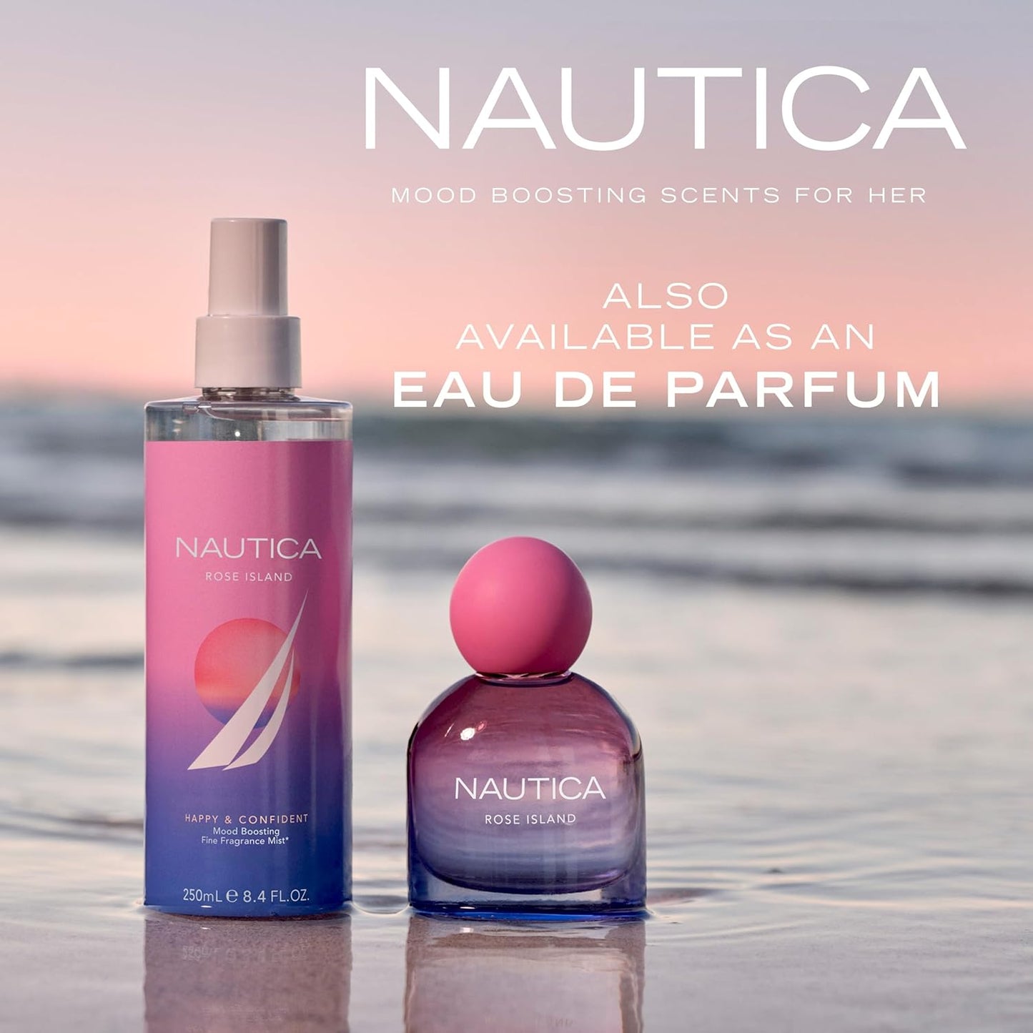 Nautica for Her Rose Island Eau De Parfum, 1.6 Fl Oz (Pack of 1), Notes of Lemon, Rose, and Musk, Women's Fragrance, Long Lasting, Mood-Boosting Fragrance, Vegan Formula
