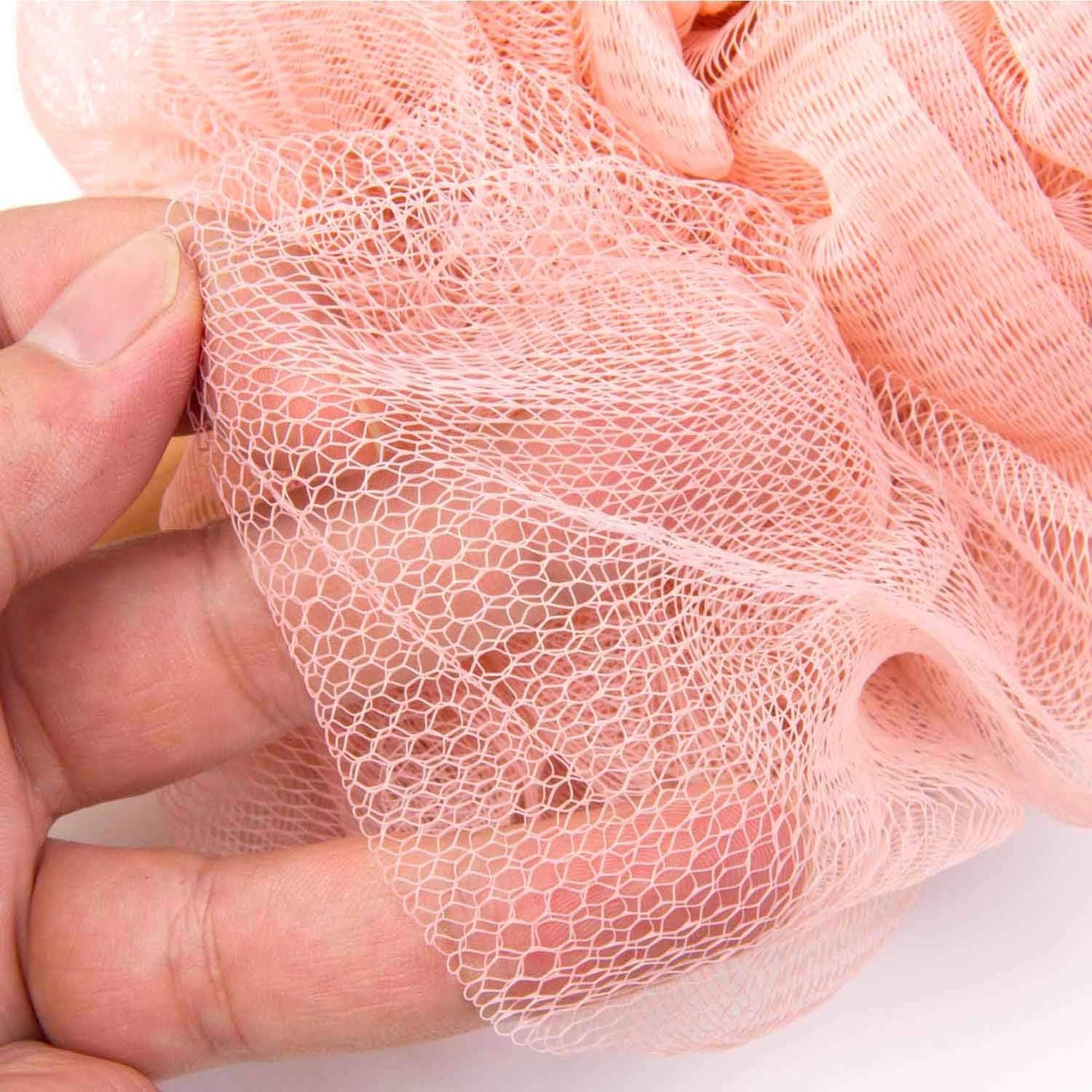 Loofah Back Scrubber for Shower, Wooden Long Handle Bath Sponge Lufa Shower Brush, Soft Nylon Mesh Back Cleaner Washer, Women & Men Exfoliating Luffa Pouf on a Stick for Body (Pink)