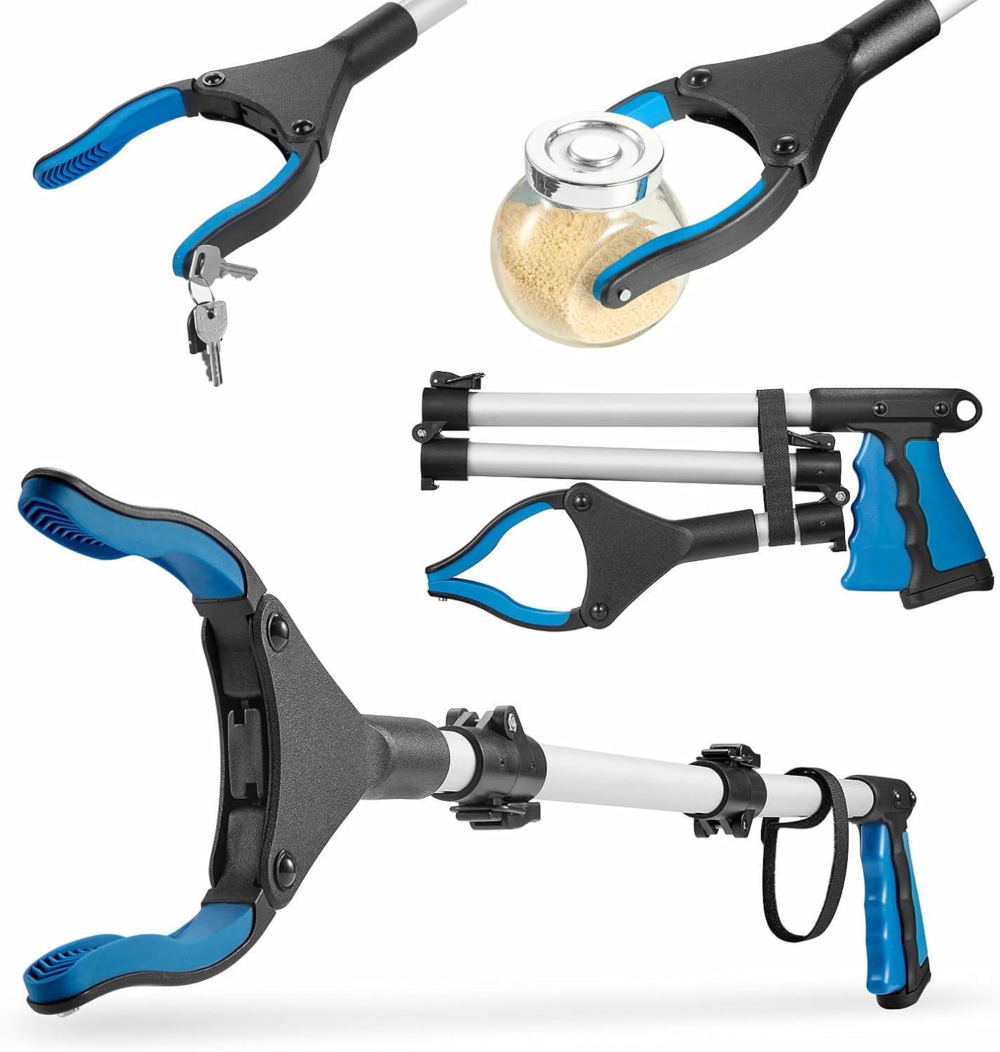 Upgraded 31 Inch Grabber Reacher Tool for Seniors, Trash Picker Upper- Anti Slip Wide Jaw, Stable Center of Gravity, Folds to 12.8 Inch Easy Storage Ideal for Trash Pickup & Surgery Recovery