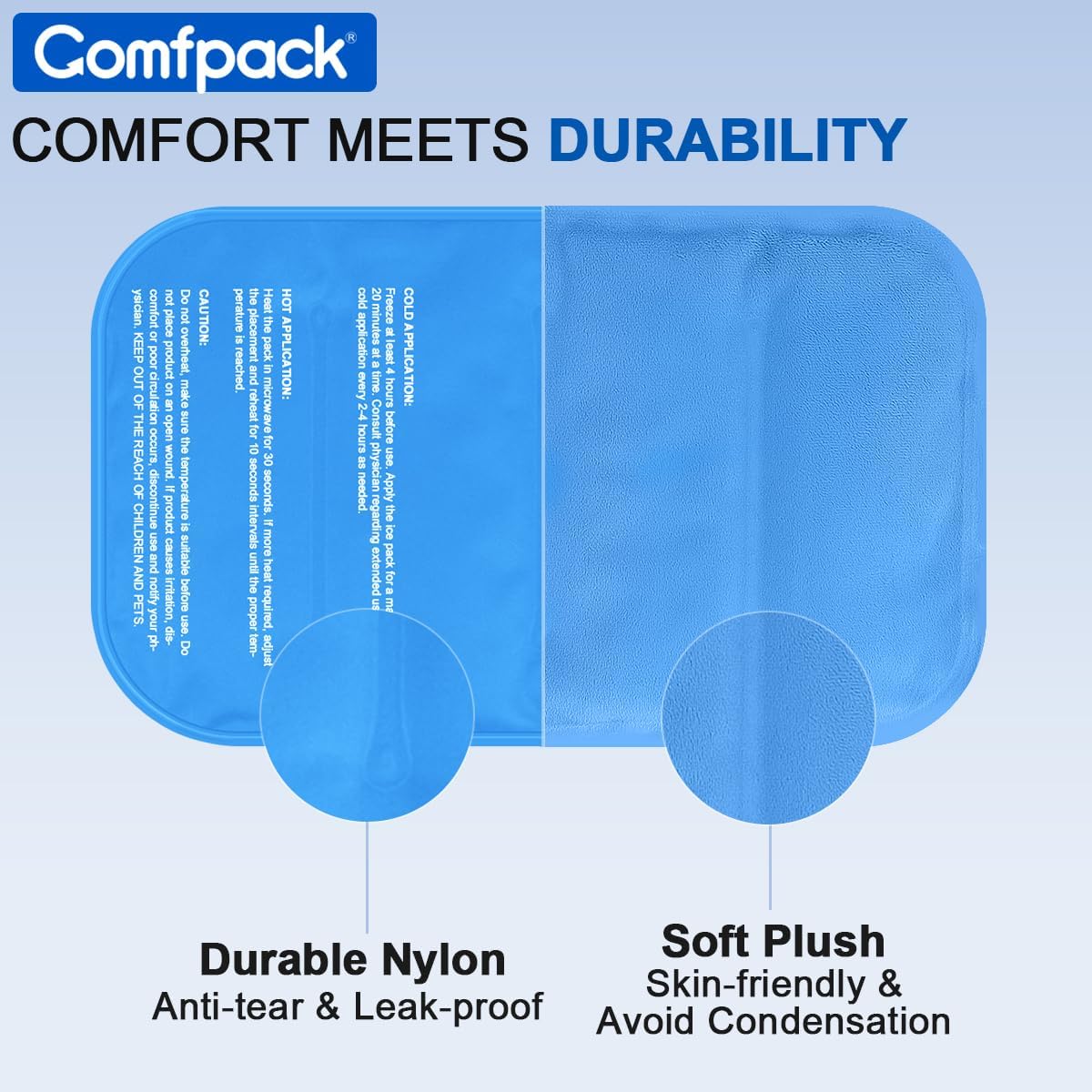 Large Ice Pack for Injuries Gel Pack for Lower Back Pain Relief Reusable Hot Cold Therapy Cold Pack for Back, Shoulder Elbow Pain, Hip Replacement Surgery, Knee Swelling, 9.8 × 17.7"