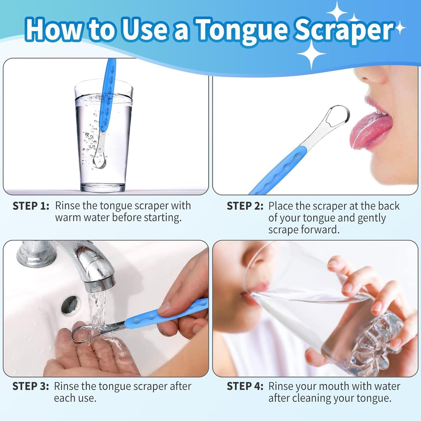 2-Pack Colorful Tongue Scraper for Adults with Travel Case, Stainless Steel, Metal Tongue Brush for Bad Breath, Oral Hygiene Tool, Easy to Use & Portable