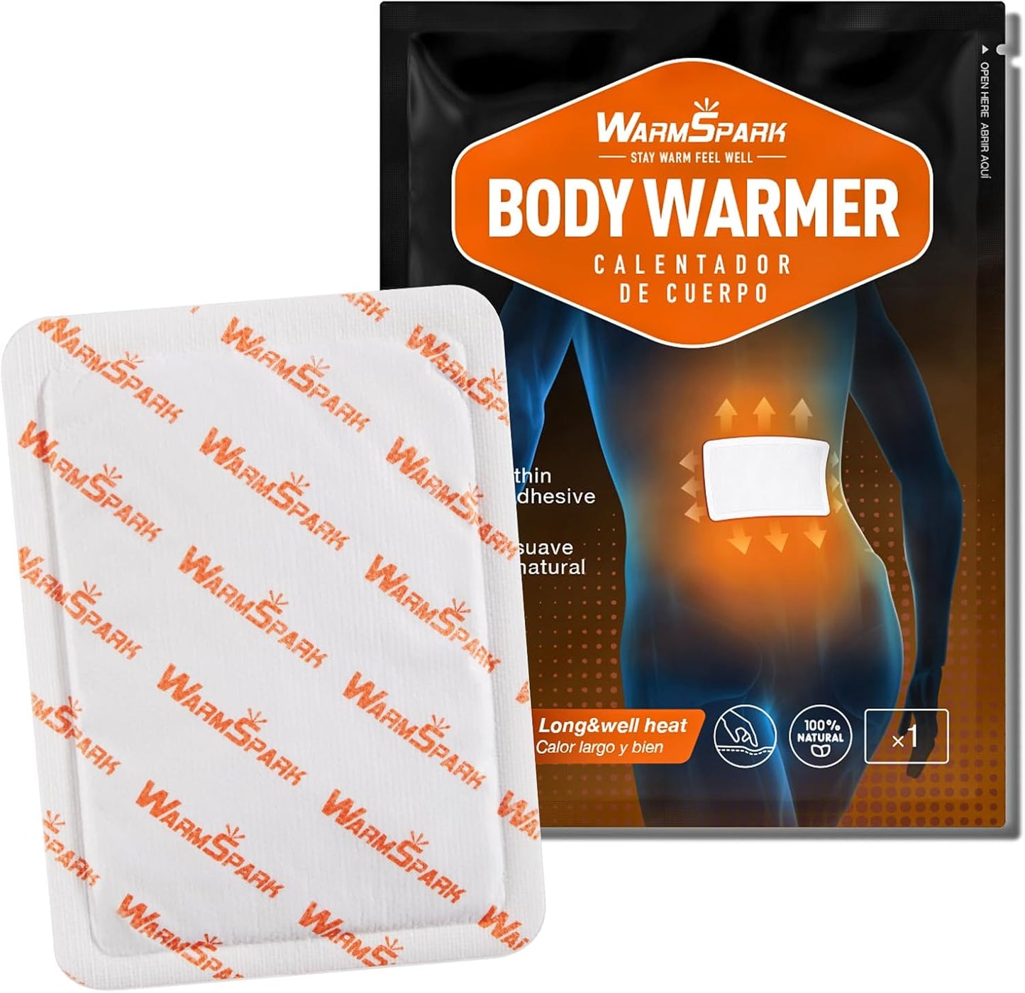 Body Warmers with Adhesive - Heat Warmer Patch Disposable Air Activated Hot Warmers - Up to 12 Hours of Heat - WarmSpark