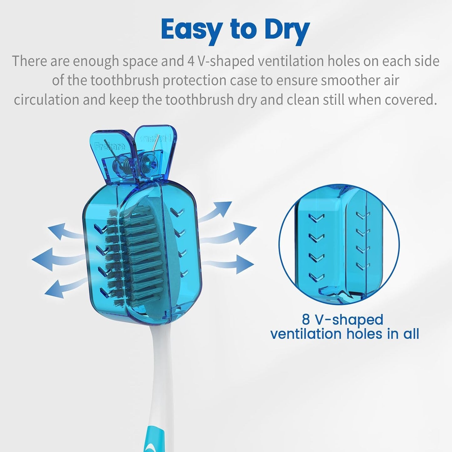 Toothbrush Covers Caps, Clip-On Toothbrush Protector for Household Travel, Brush Head Pod Case Fits Most Manual and Electric Toothbrushes, 6 Count