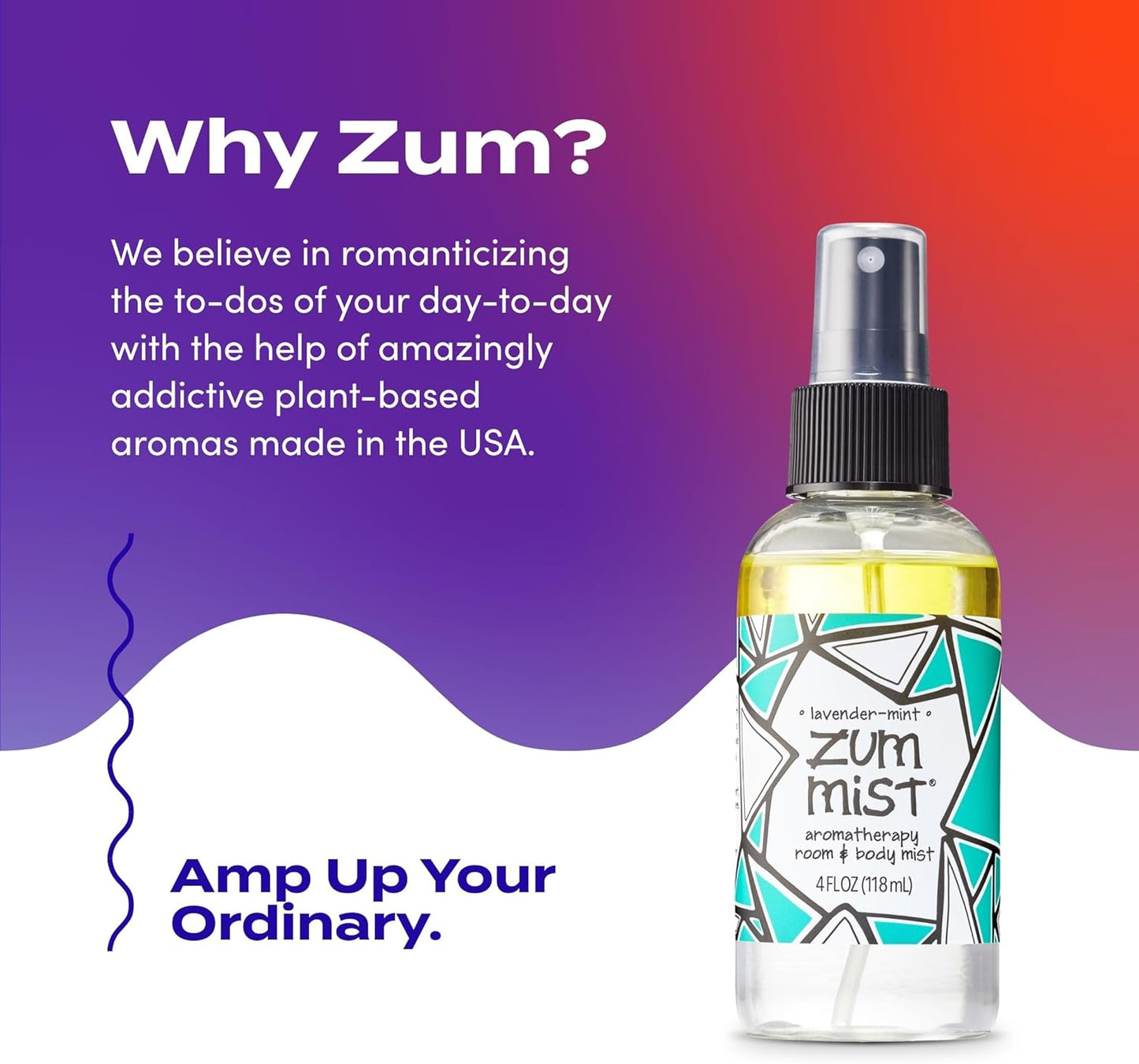 Indigo Wild Zum Mist Room & Body Spray - Aromatherapy Essential Oil Spray - Natural Body Mist & Room Spray - Lavender-Mint Scent - 4 fl oz