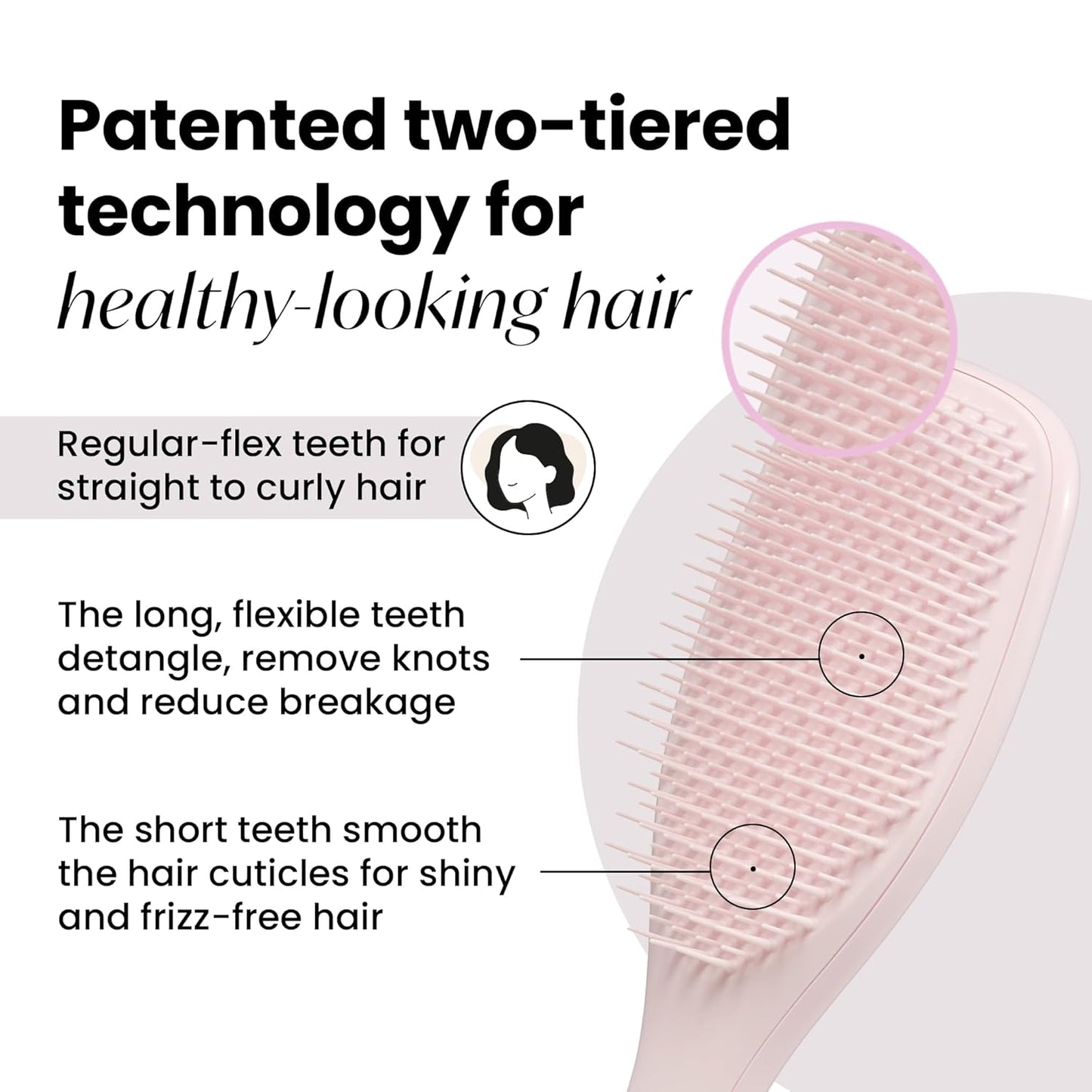 Tangle Teezer Plant-Based Ultimate Detangler Brush, Dry & Wet Hair Brush, Eliminates Knots & Reduces Breakage for All Hair Types, Marshmallow Pink