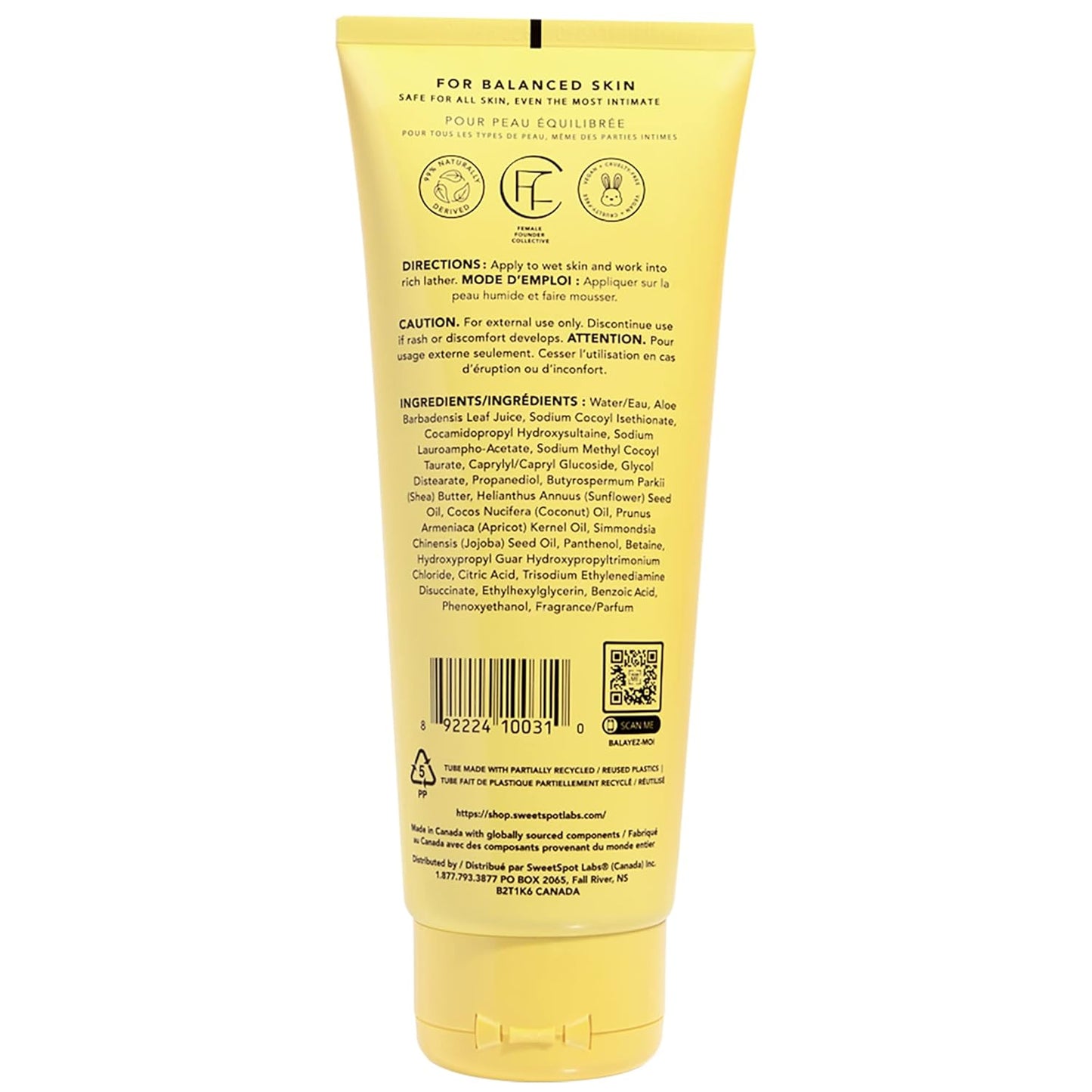 SweetSpot Labs pH Balanced Wash, Gentle Vanilla Blossom Scent, with Shea Butter and Aloe Vera, Sulfate Free, 8 oz (Pack of 3)