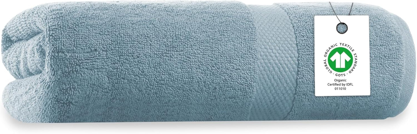 Delara Organic Cotton Luxuriously Plush Bath Towel | GOTS & OEKO-TEX Certified | Premium Hotel Quality Towels | Feather Touch Technology | 650 GSM Long Staple|Soft, Quick Dry & Ultra-Absorbent 30"x58"