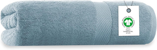 Delara Organic Cotton Luxuriously Plush Bath Sheet | GOTS & Oeko-TEX Certified | Premium Hotel Quality Towels | Feather Touch Technology| 650 GSM Long Staple|Soft, Quick Dry & Ultra-Absorbent 36"x70"