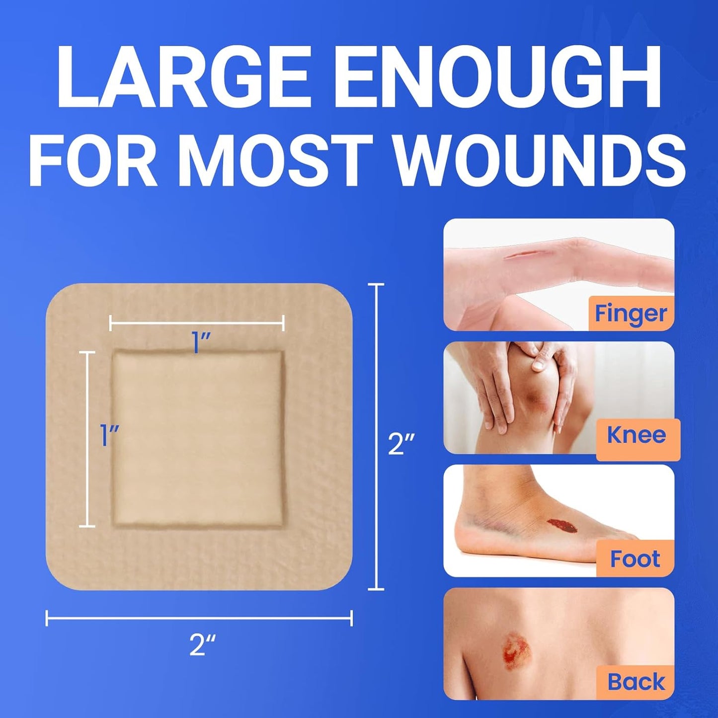 Large Waterproof Bandages 2x2 Silicone Foam Dressing for Sensitive Skin Wound Care, Adhesive Cohesive Pad with Border for First Aid, Post Surgical and Burn, Pressure, Scar Healing (20 PCS)