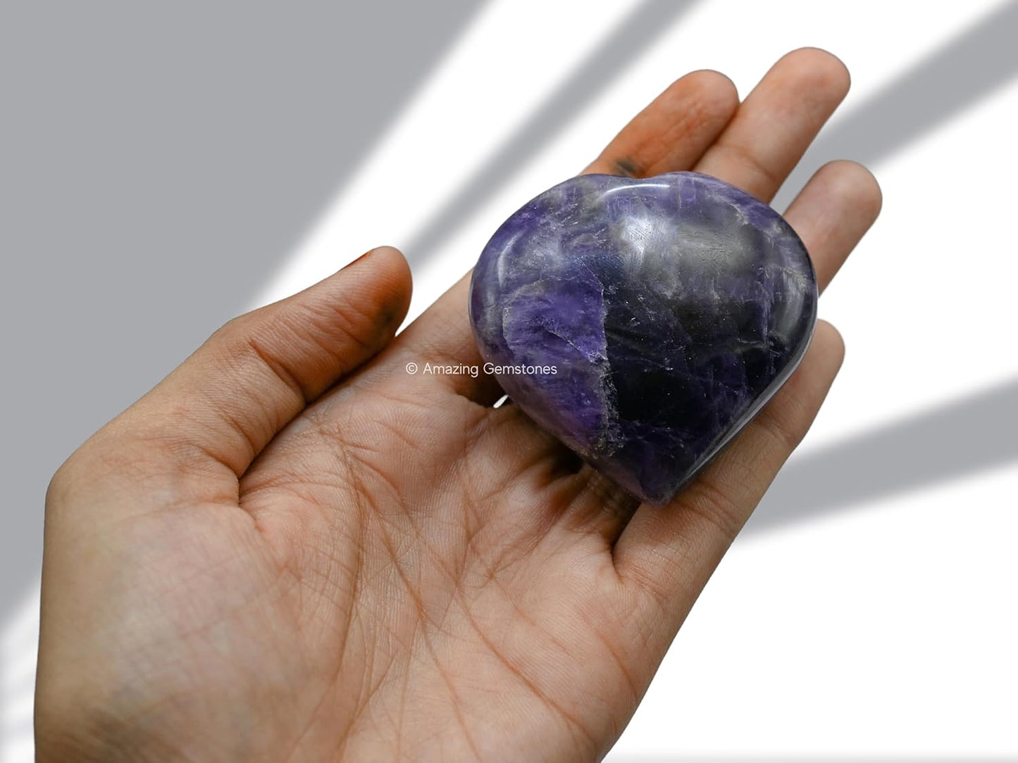 Amazing Gemstone Amethyst Crystal Heart Palm Stone - Pocket Massage Worry Stone for Natural Body Chakra Balancing, Reiki Healing and Crystal Grid
