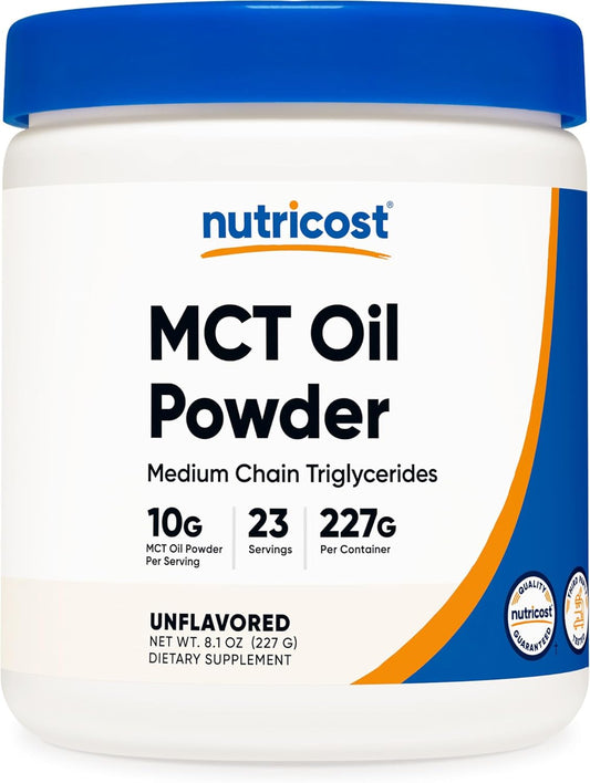 Nutricost Premium MCT Oil Powder .5LBS - Best For Keto, Ketosis, and Ketogenic Diets - Zero Net Carbs, Non-GMO and Gluten Free