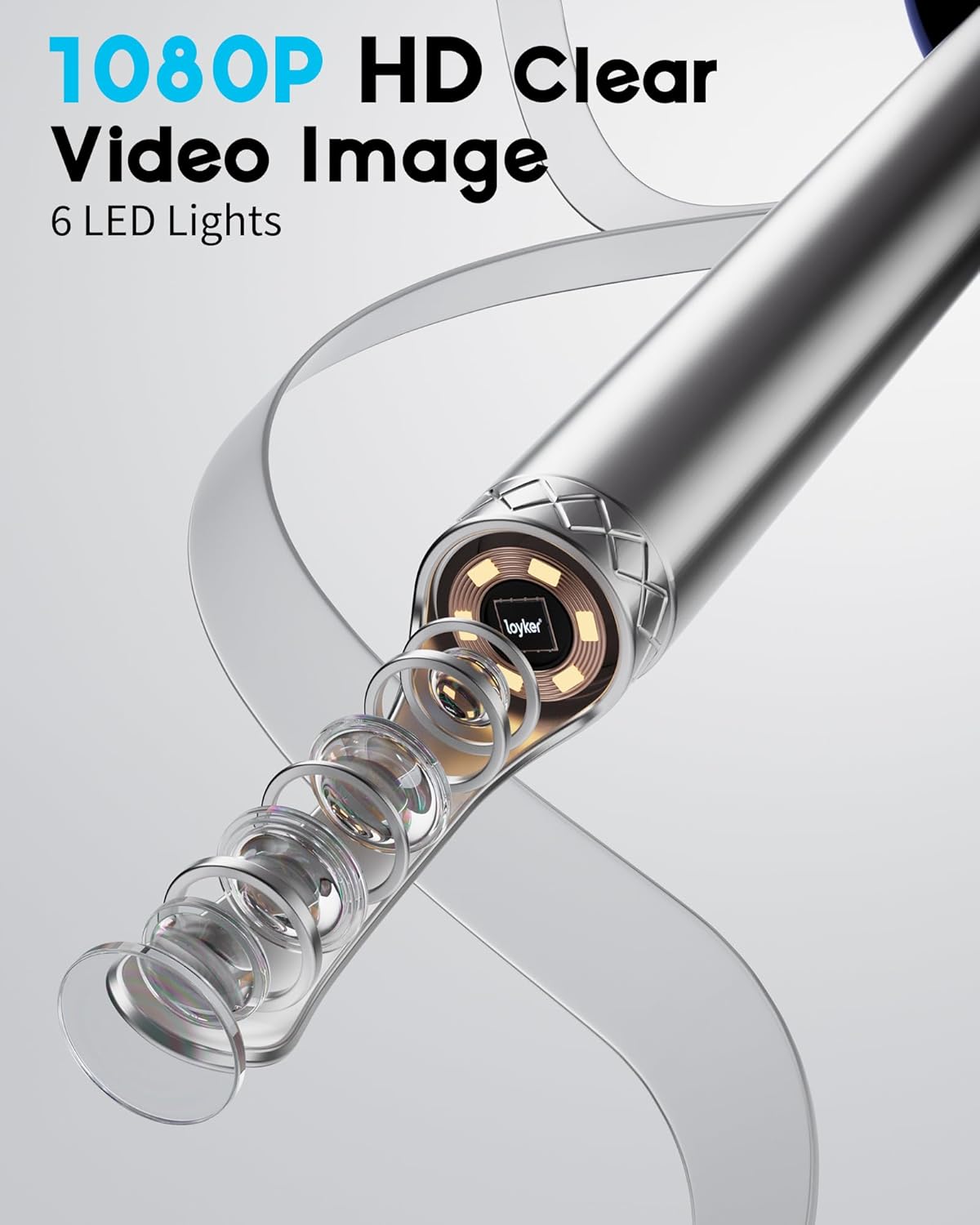 Loyker Ear Wax Removal, Ear Cleaner with Camera with 1080P, Otoscope with Light, Ear Wax Removal Kit with 6 Ear Pick, Ear Camera for iPhone, iPad, Android Phones (Blue)