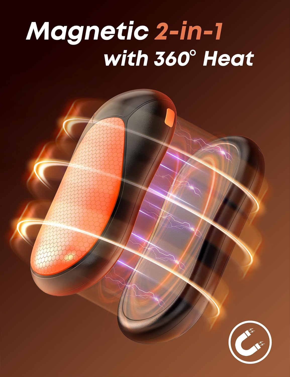 JIJ Rechargeable Hand Warmers 2 Pack - 8000mAh Electric Hand Warmers, Instant 2s Heating, 3 Heat Levels with Digital Display, Safe Gift for Men & Women – Camping, Hiking, Golf, Hunting, Birthday