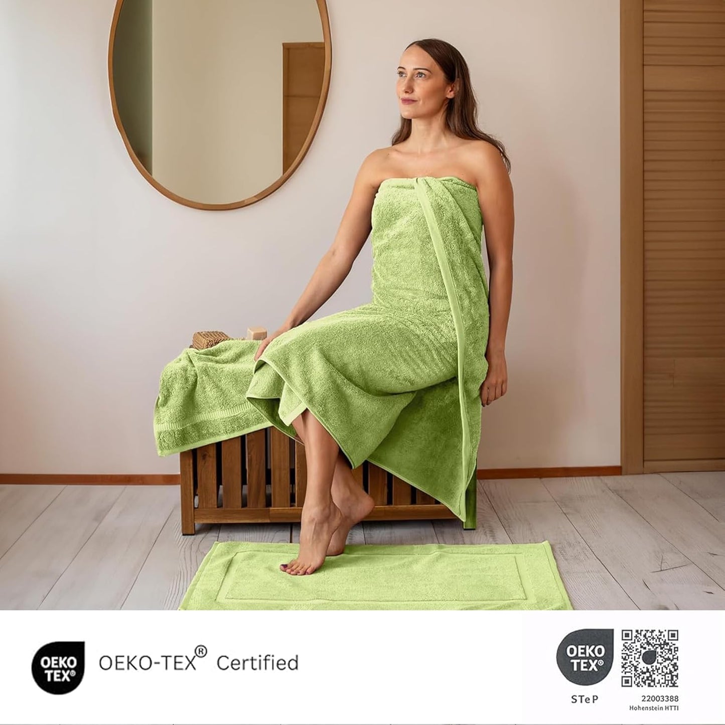 SALBAKOS 100% Turkish Cotton Jumbo Bath Sheet Towel Oversized 40x80 inch | Premium Hotel & Spa Quality, Soft, Absorbent, XL Bath Towels | Made in Turkey (Pack of 1, Green, Jumbo Bath Sheet)