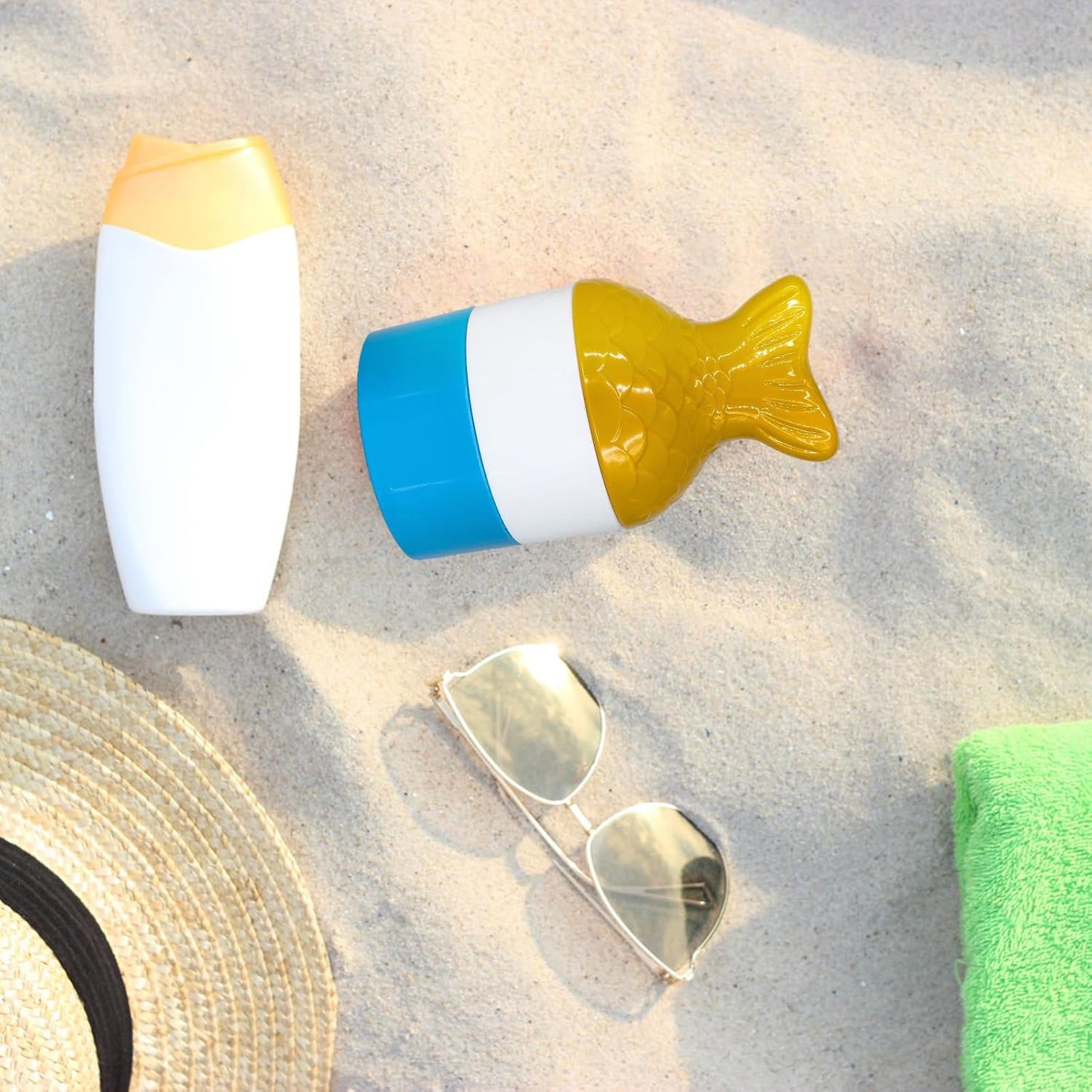 Sunscreen Applicator, Blue Fish Refillable Roll on Sponge Sunscreen Holds 2.5fl oz For Kids Women Men Outdoor Mess Free Portable Travel