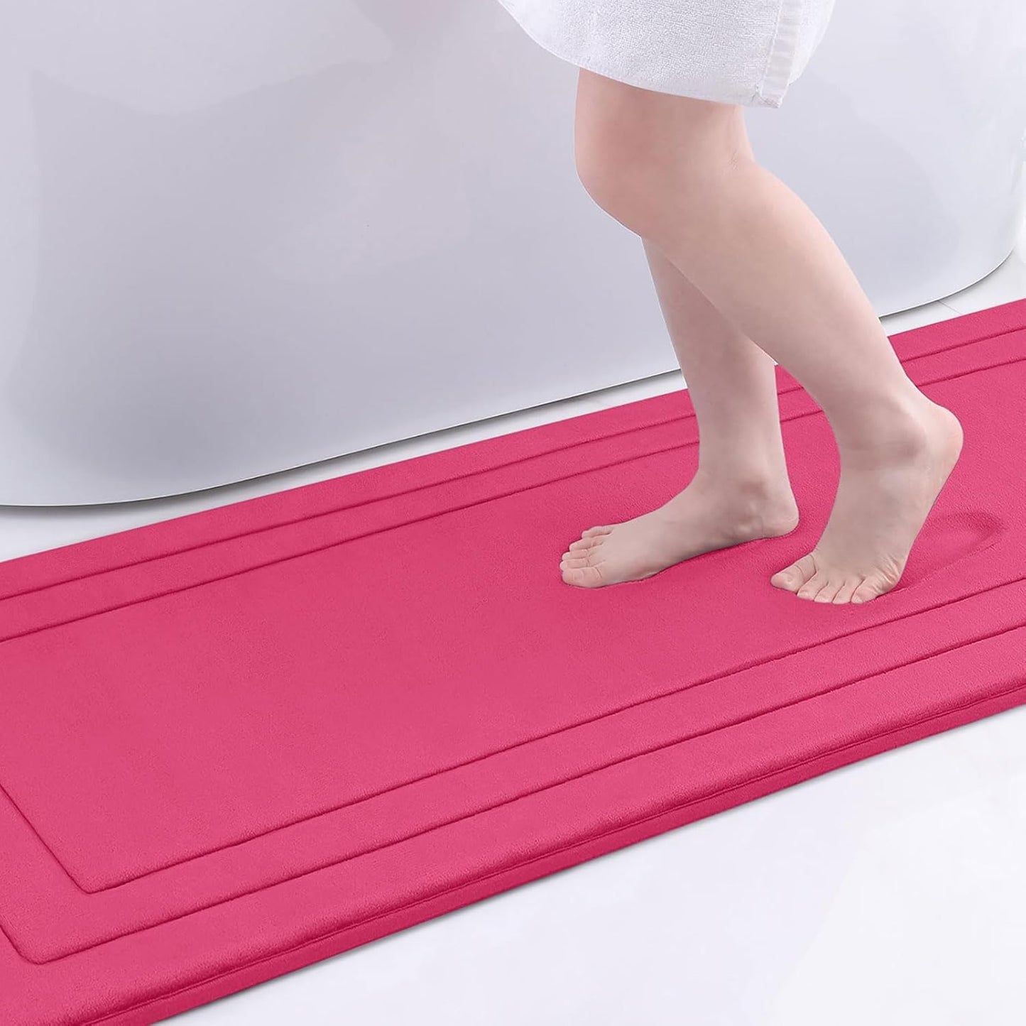 Arotive Memory Foam Bathroom Rug Mat 70x24, Ultra Soft and Absorbent Bath Mat, Machine Wash Dry, Comfortable Bath Rug Carpet for Bathroom Floor, Tub and Shower, Deep Pink