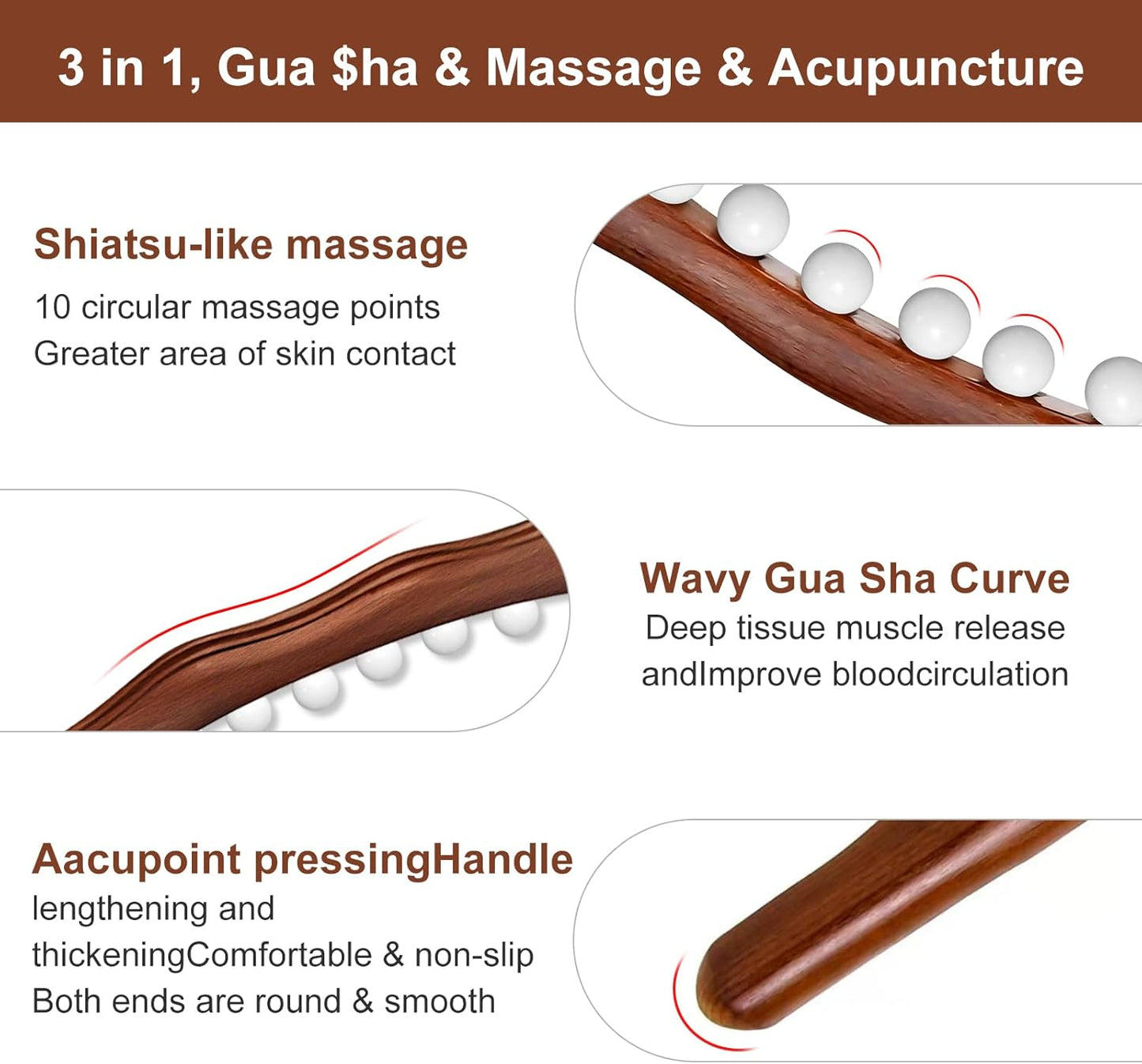 Cool Ceramic Therapy GUASHA Body Massage Tool, Lymphatic, Back Massager Stick, Muscle Relief Massage Ergonomic Design