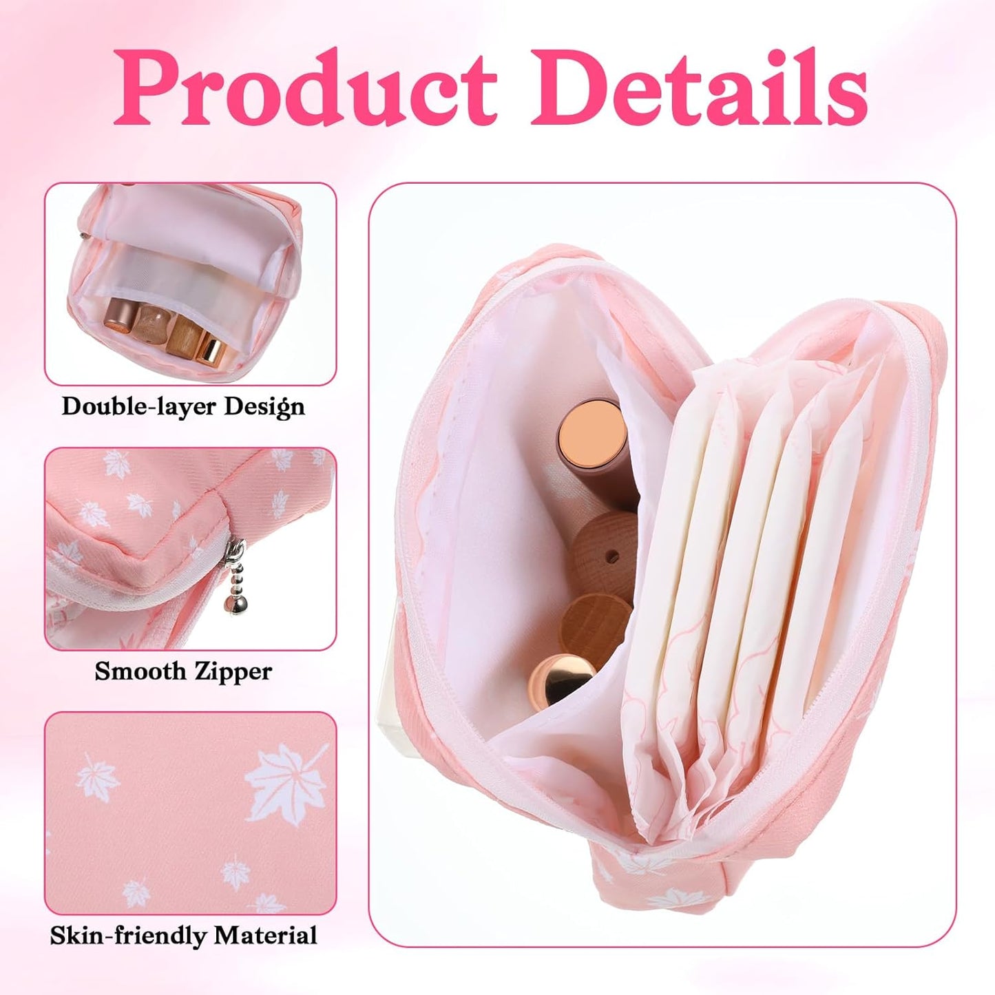 3 Pcs Sanitary Napkin Storage Bag, Portable Period Bags for Women Reusable Pad Bag for Period Feminine Product Bags for Pads Sanitary Napkins Tampons Panty Liners Storage