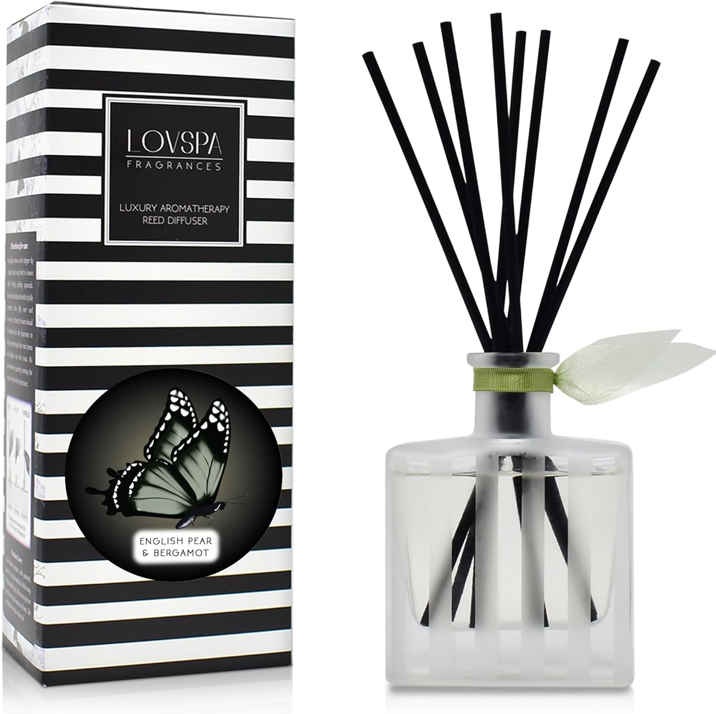 LOVSPA Reed Diffuser Set, Unwind Eucalyptus & Mint Scented Oil Diffuser with Sticks, Home Fragrance Accessories for Bathroom Shelf Decor, Aroma Diffusers for Home or Office Desk, USA Made