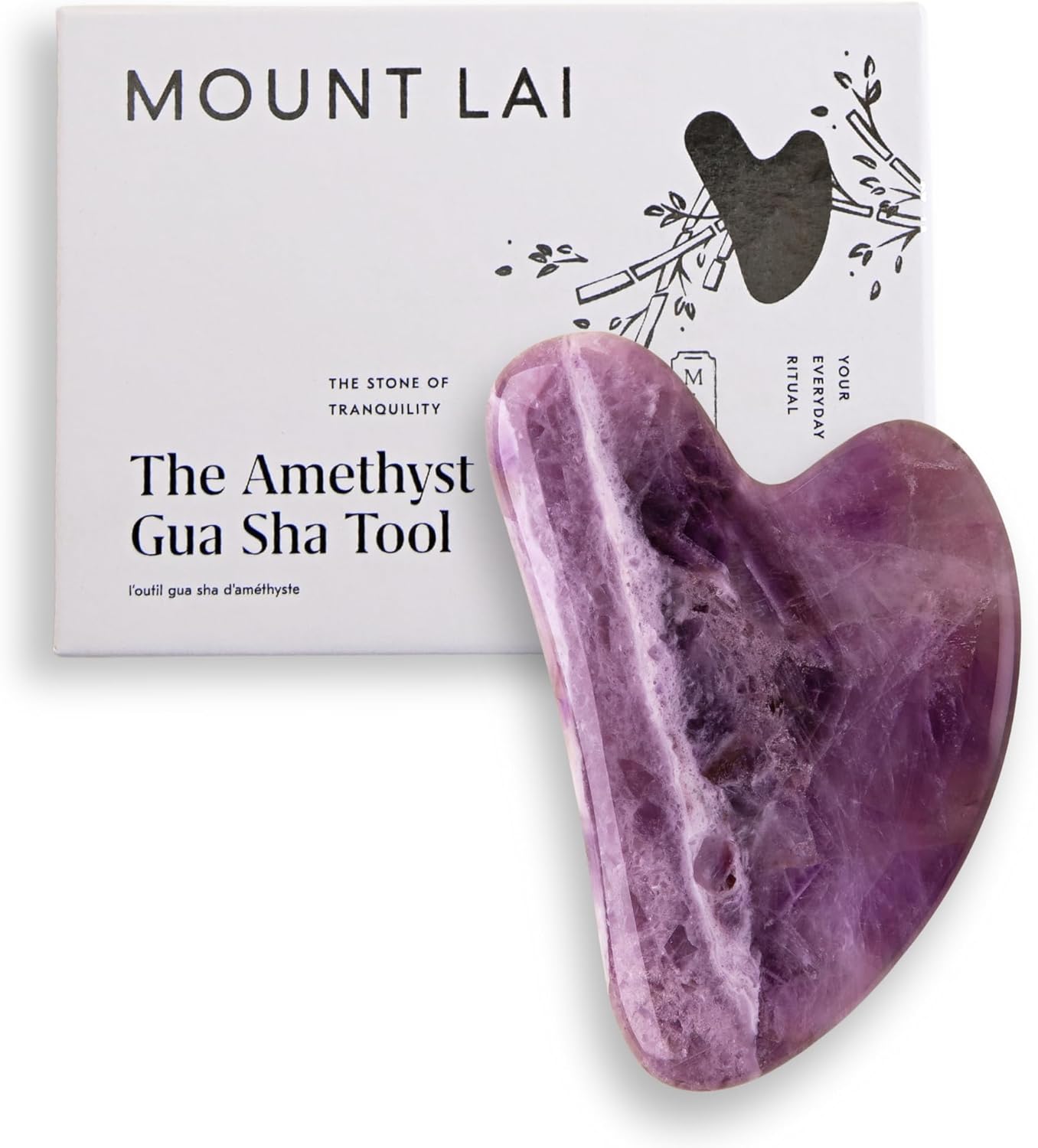 Mount Lai Amethyst Gua Sha Facial Tool – The Stone of Inner Clarity – 100% Genuine Amethyst Stone Face Sculpting Tool for Lymphatic Drainage, Puffiness Reduction & Confident Radiance