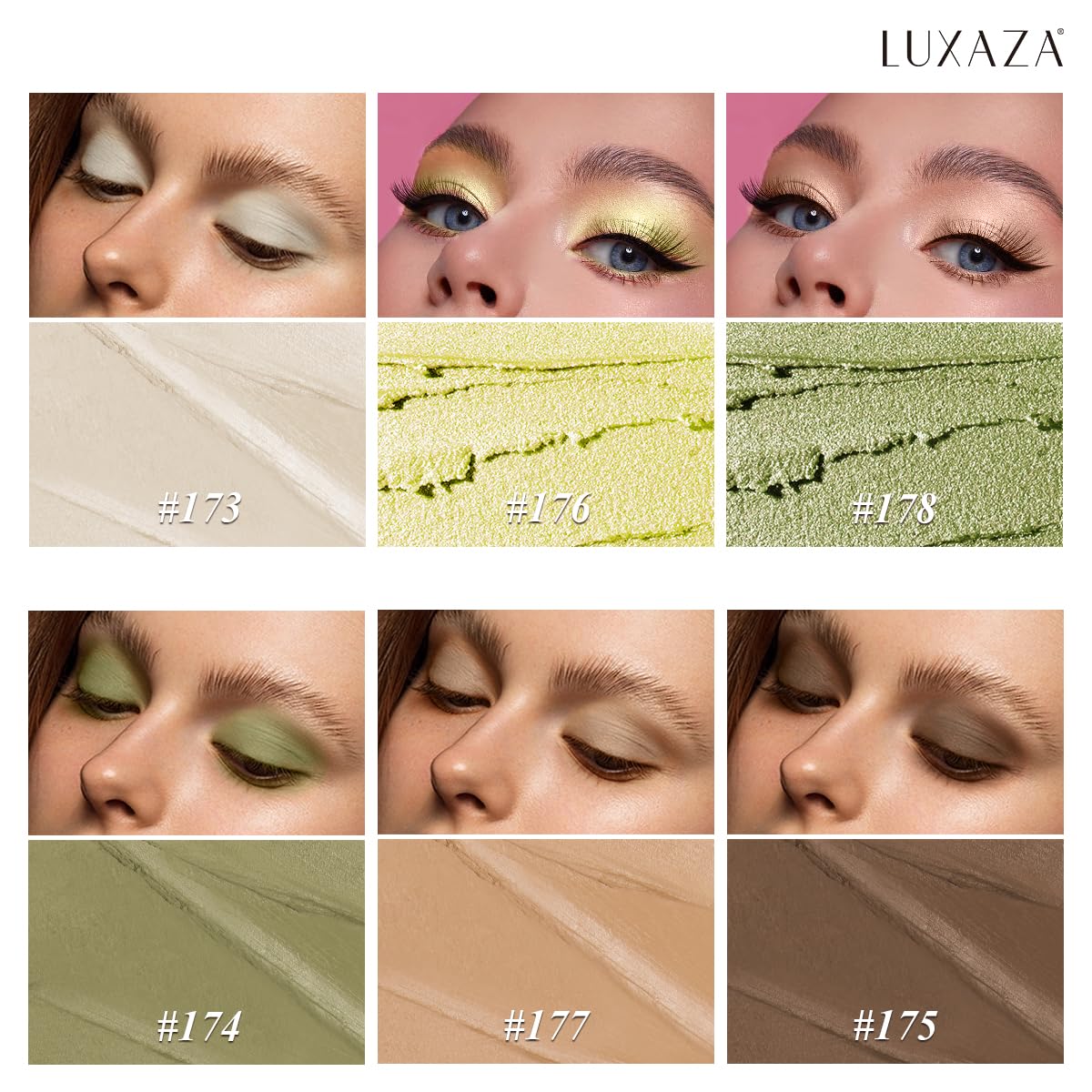 FIREFLIES LIGHT Eyeshadow Stick Makeup 6PCS Set, Green Metallic Shimmer Matte Cream Eye Shadow Eyeliner Brightener Pencil Crayon - FIREFLIES LIGHT