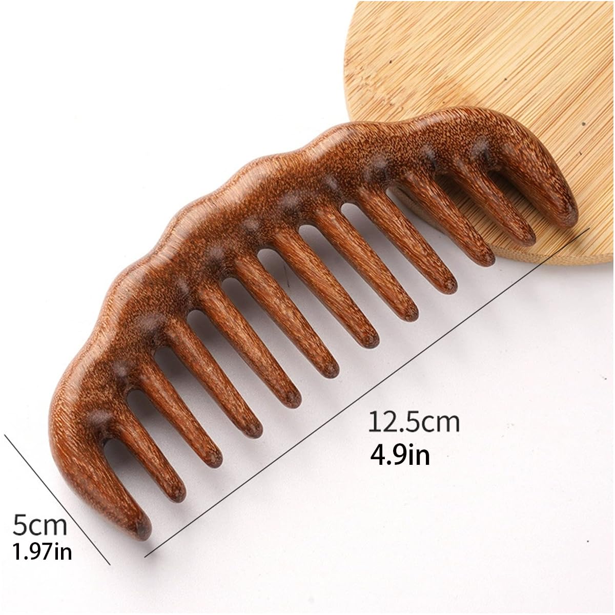 Wooden Hair Comb Set, birthing comb,Wide tooth massage combs, Brown, 2 Pack (One SizeA2)