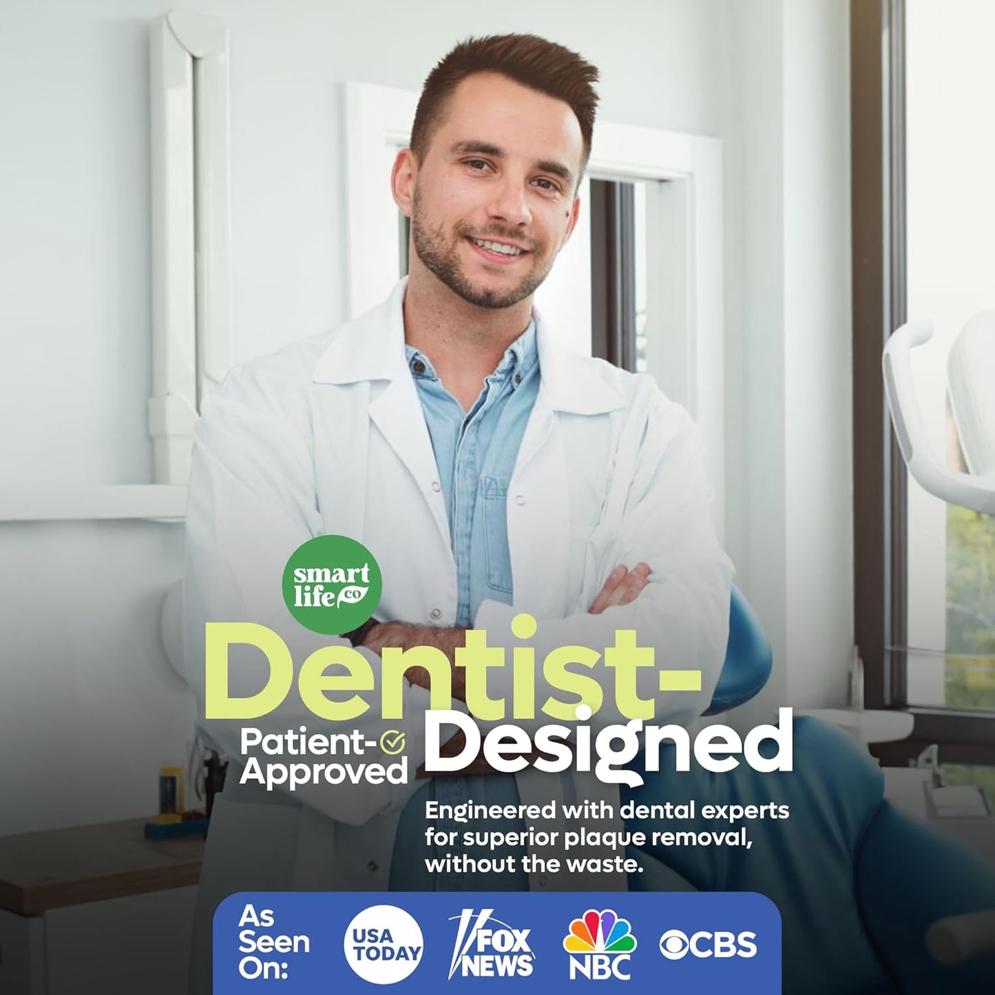 SmartLifeco Eco-Friendly Dental Floss Picks (100ct) - Flossers Made with Straw Wheat Blend, Superior Anti-Shred Thread for Tight Gaps, Tooth Pick Stick for Adults, Soft on Gum & Teeth, Vegan, Mint