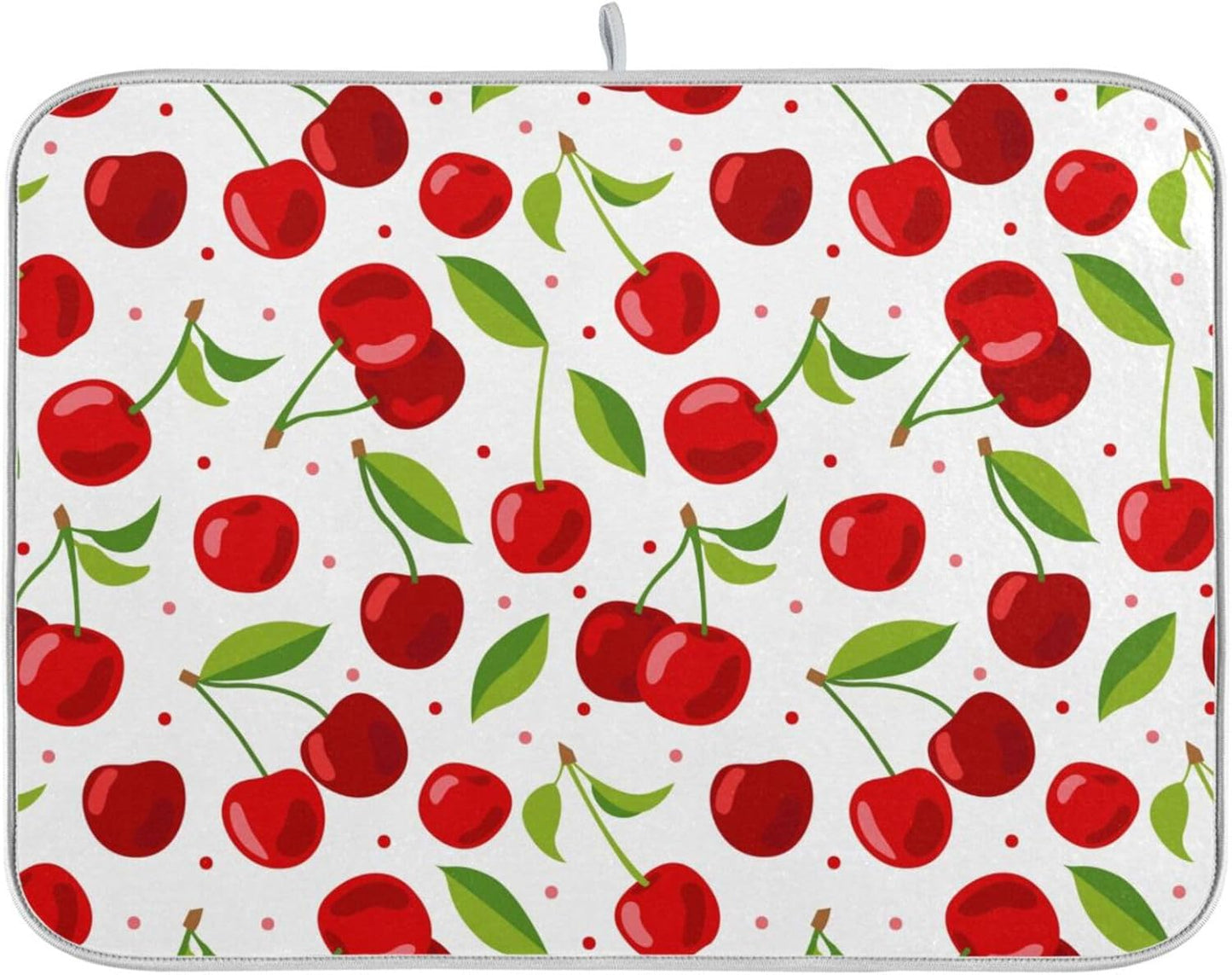 Cherry Fruits Dish Drying Mats for Kitchen 18x24 inch Drying Mat Absorbent Microfiber Dish Mat Drainer Rack Mats Fast Dry for Kitchen Counter