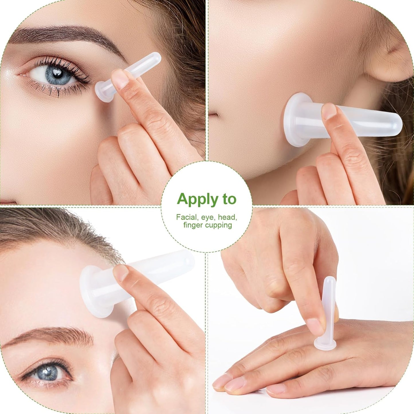 airogym Jade Stone Gua Sha Massage Tool, 4 Pcs Transparent Massage Cupping Facial Cups, Body GuaSha Cupping Tool Muscle Scraping Massage Facial Anti Cellulite Tools for Neck Face, Lymphatic Drainage