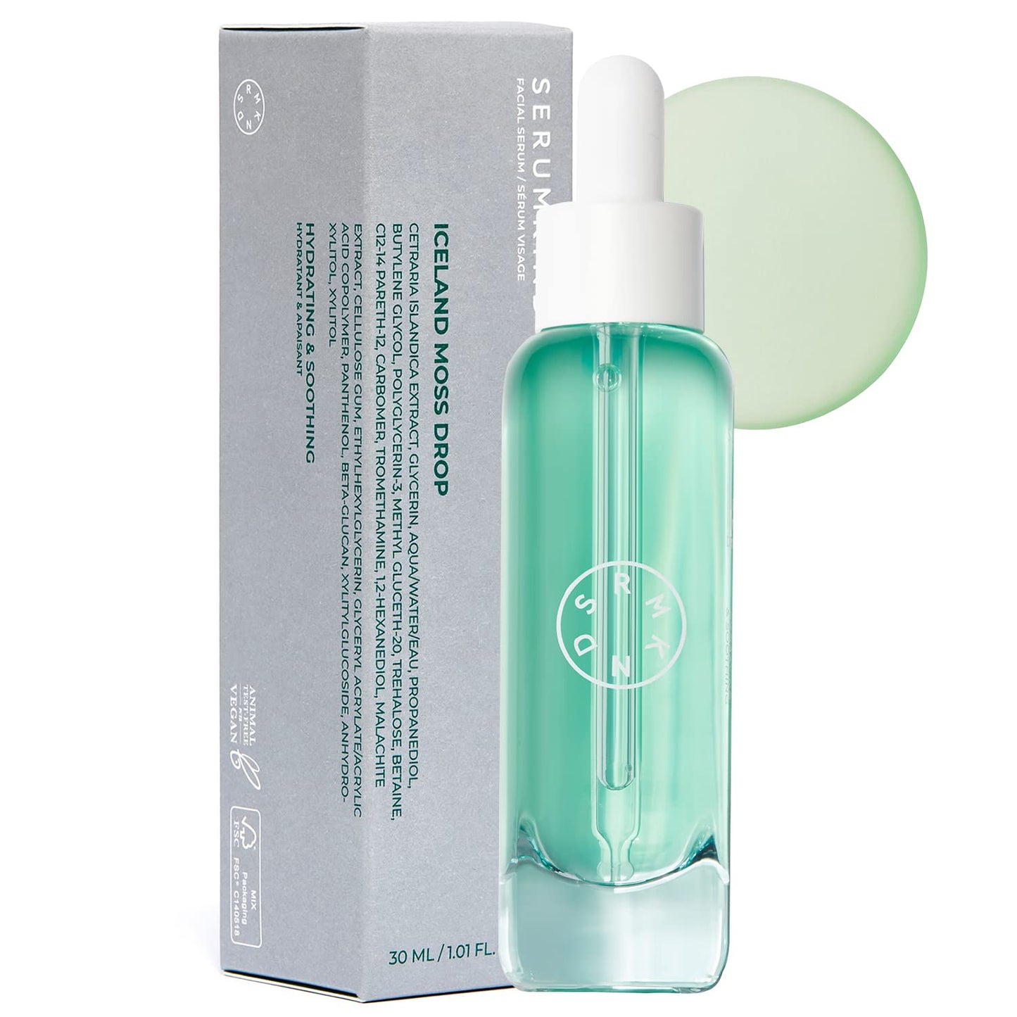 SERUMKIND Iceland Moss Serum - Soothing and Moisturizing Korean Face Serum 1.01 fl.oz. – Malachite, and Beta Glucan – Moisturize Flaky Skin - Vegan, Cruelty-Free, Unscented