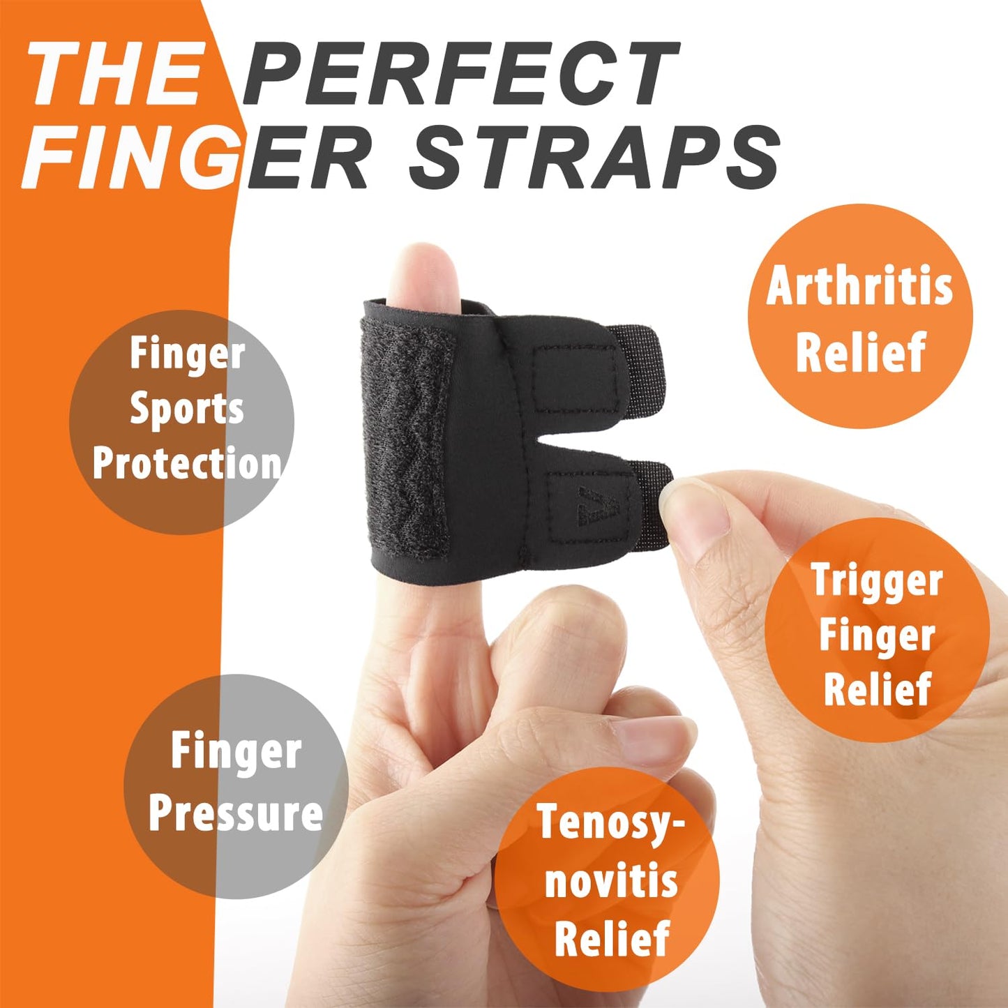 2PCS Finger Splints (No Metal Support) – Adjustable Compression Neoprene Finger Sleeves/Brace for Arthritis, Tendonitis & Pain Relief, Elastic Buddy Straps for Sports (Basketball, Tennis, Volleyball, Badminton) – Single Finger Design, S